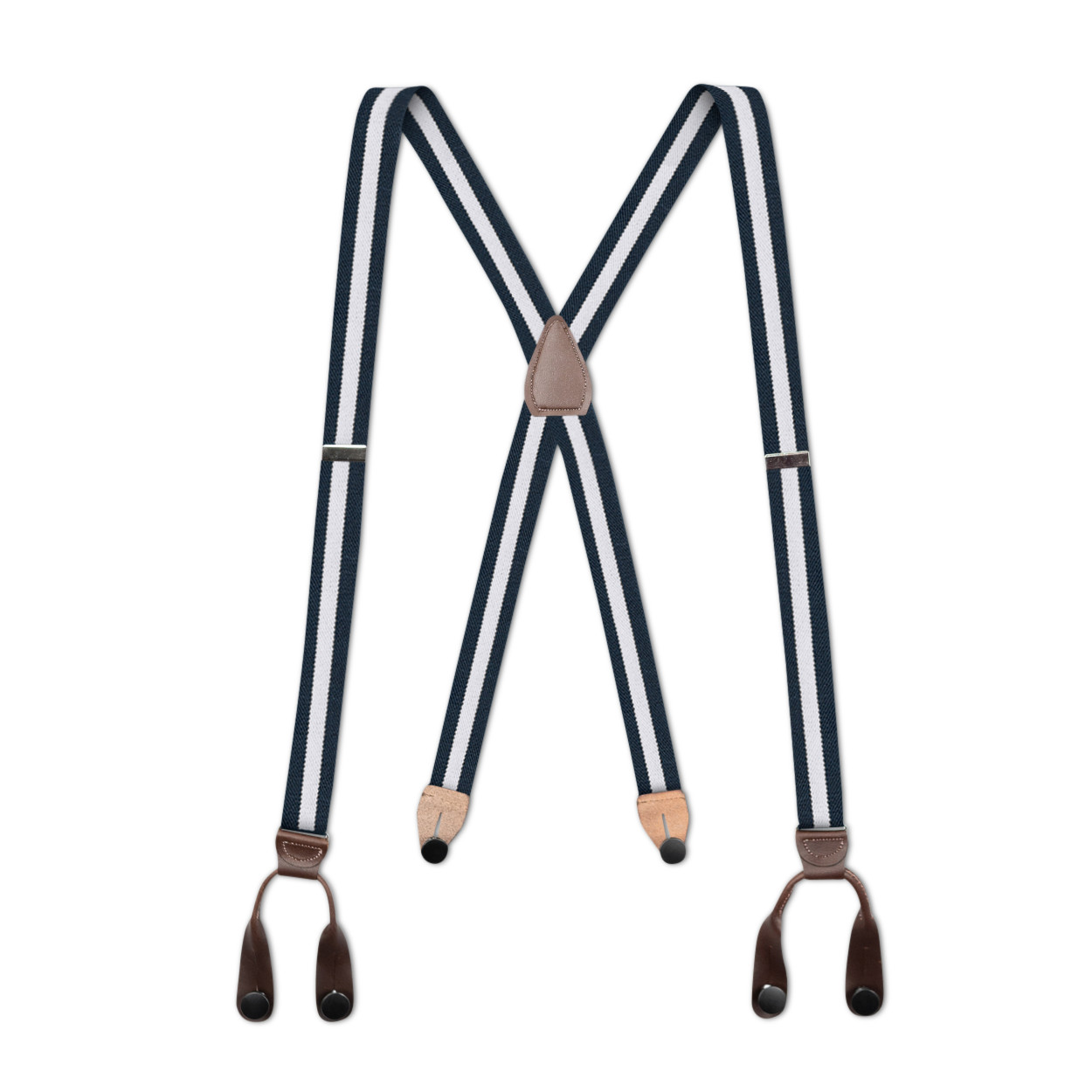 Men’s Suspenders – Button-On with Leather Ears and Goldtone Metal, USA Made