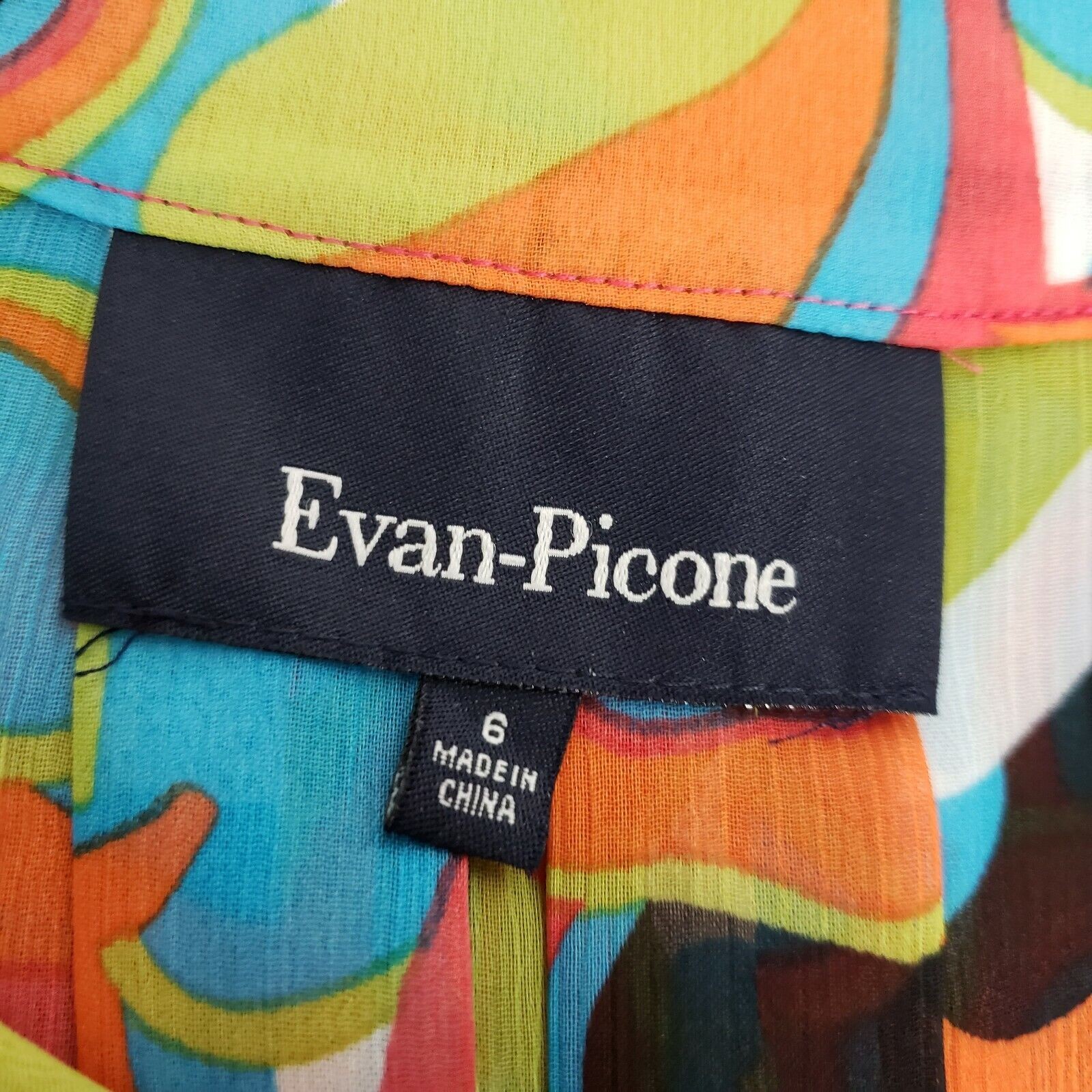 Evan Picone Womens Top Size 6 Tunic 3/4 Sleeve Semi Sheer Blouse Jewel Neckline