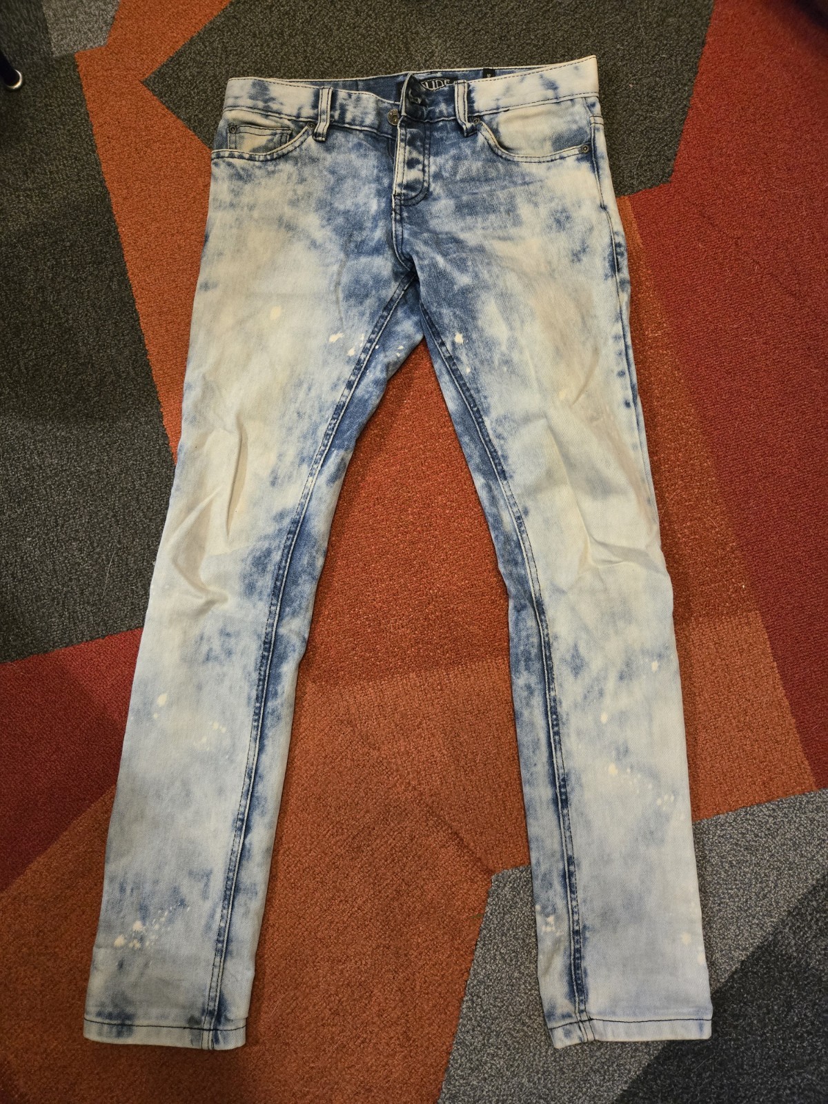 XXX Rude Skinny Jeans Mens 28×32 Acid Wash Blue Denim Hot Topic