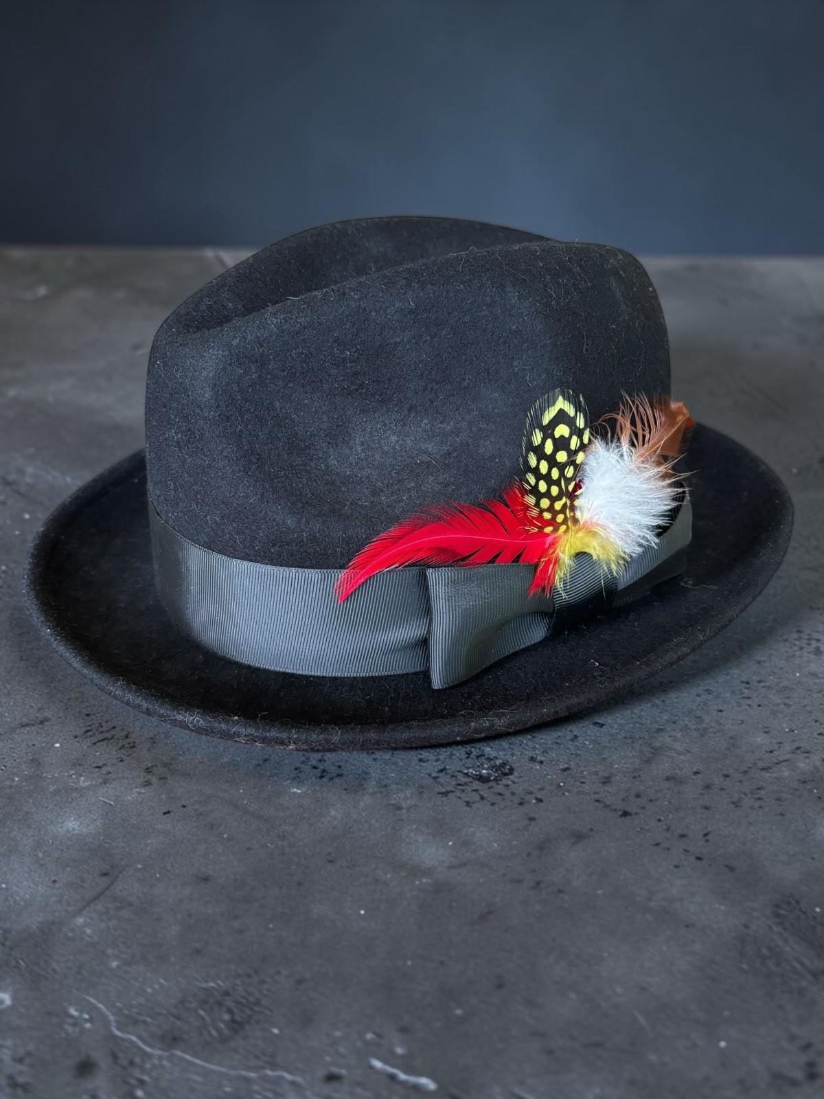 FORTINO LANDI 1940S STYLE 100% WOOL FEDORA BLACK MENS LARGE L NEW WITH TAGS