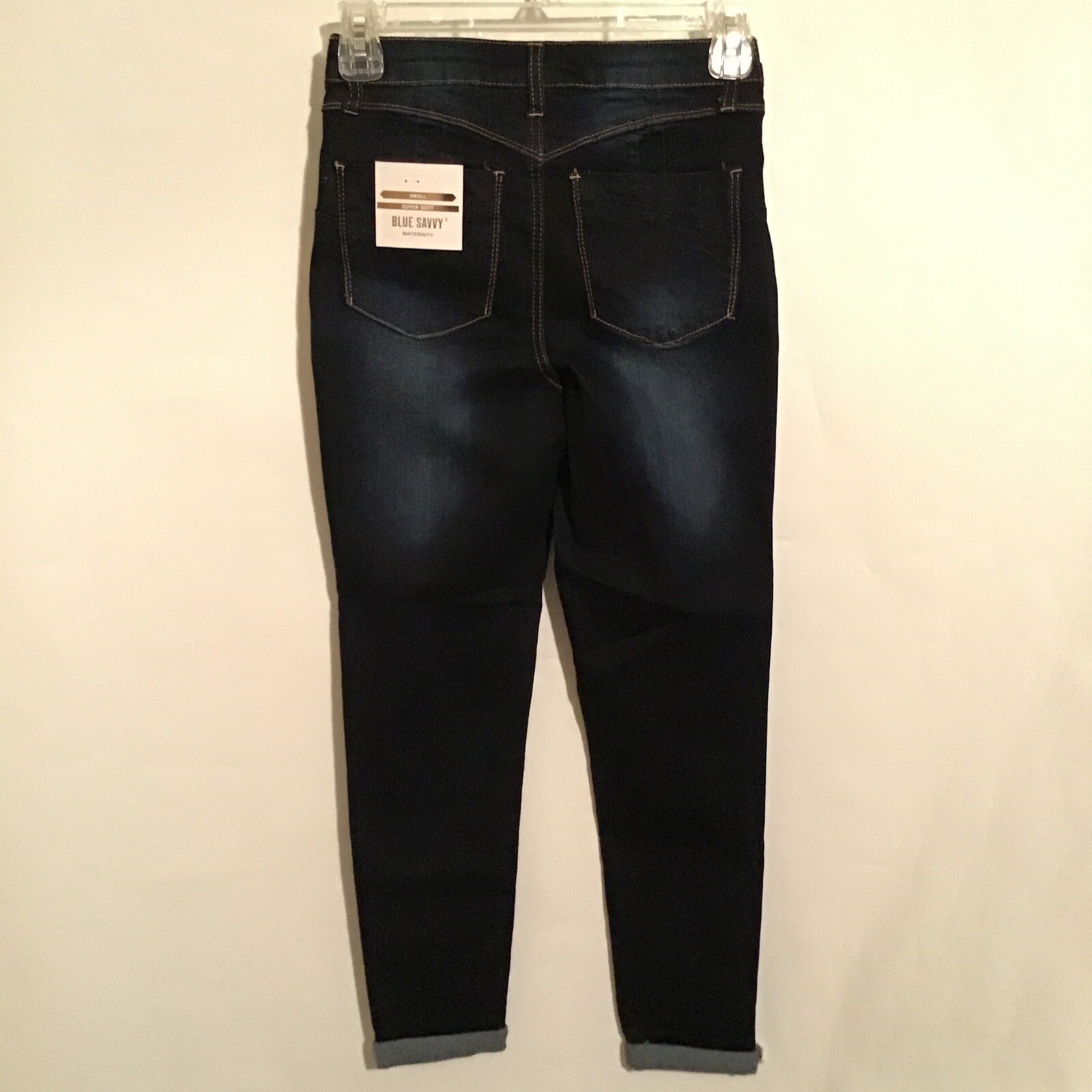 Blue Savvy Maternity Stretch Denim Jeans Side Panel Dark Wash Womens Size S New