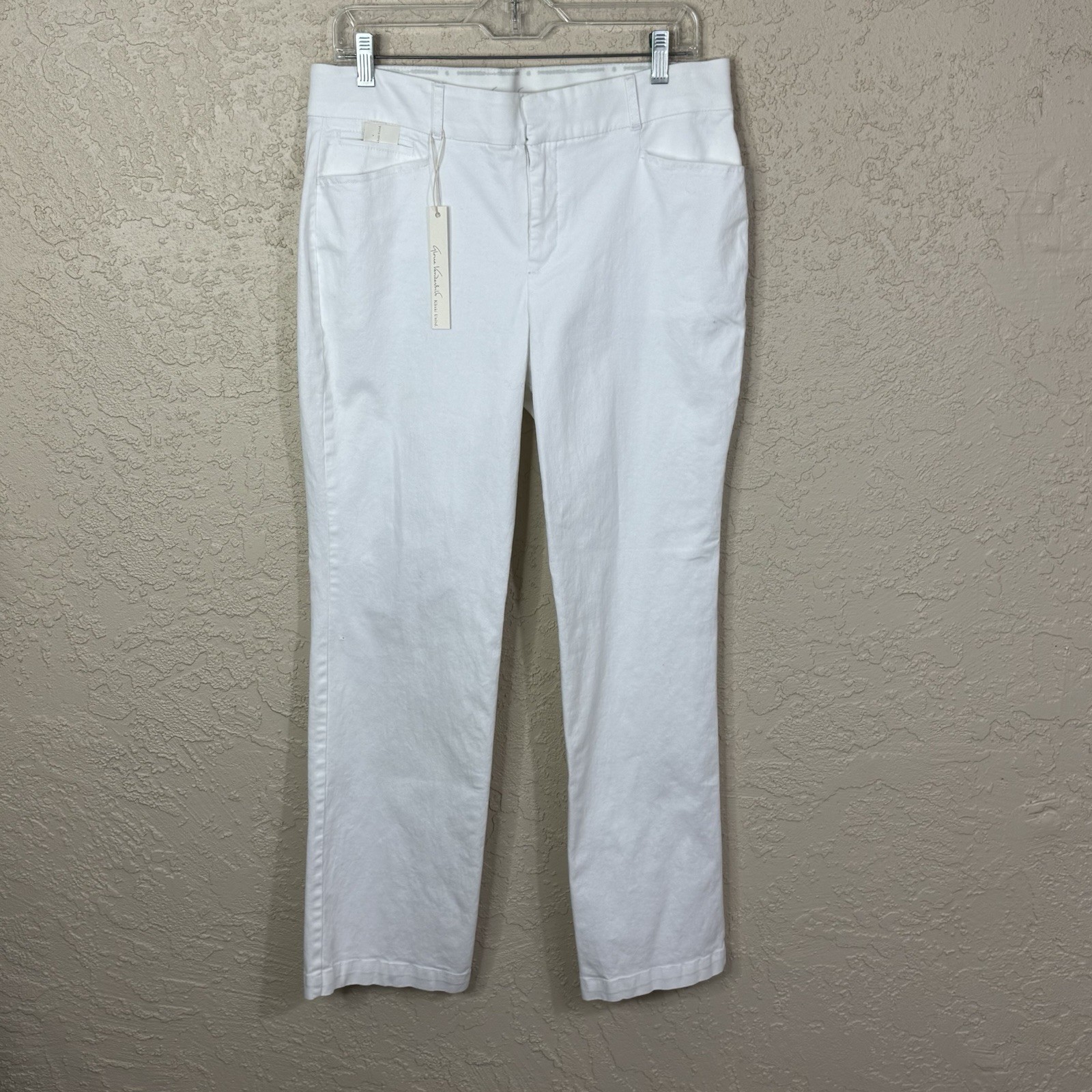 Gloria Vanderbilt Charlene Women’s White Stretch Pants 5 design Pockets Size 12