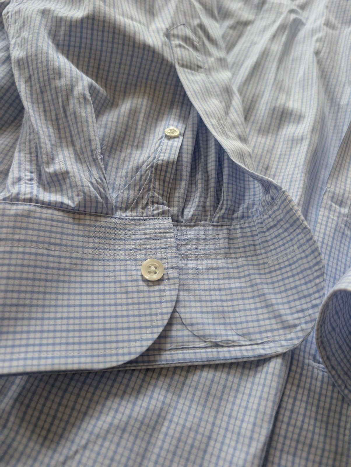 Ledbury Fine Shirting Slim Fit 17.5 100% Baumwolle Cotton Blue Checkered