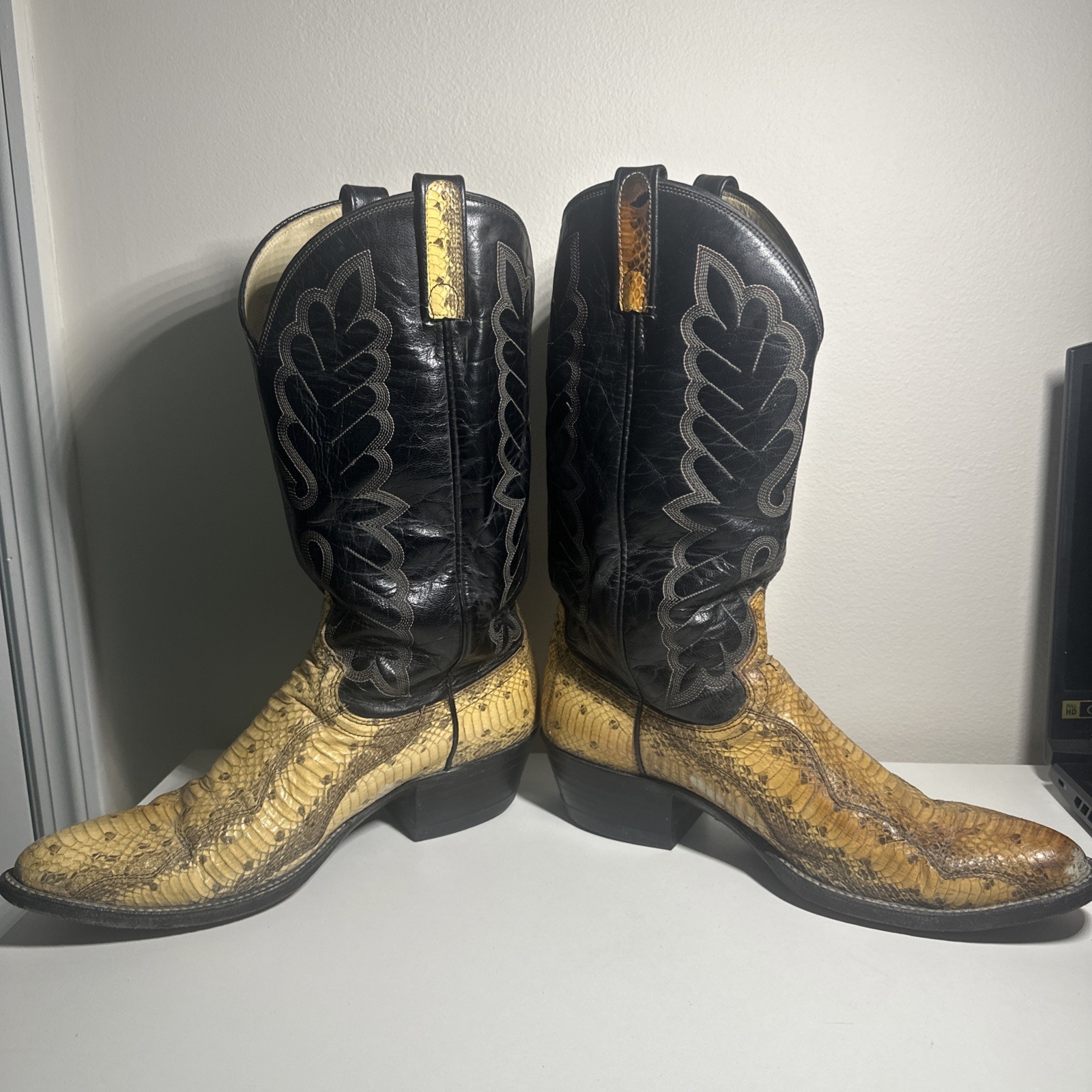 Dan Post Men’s Python Snakeskin Western Boots Brown Black Style Size 11D