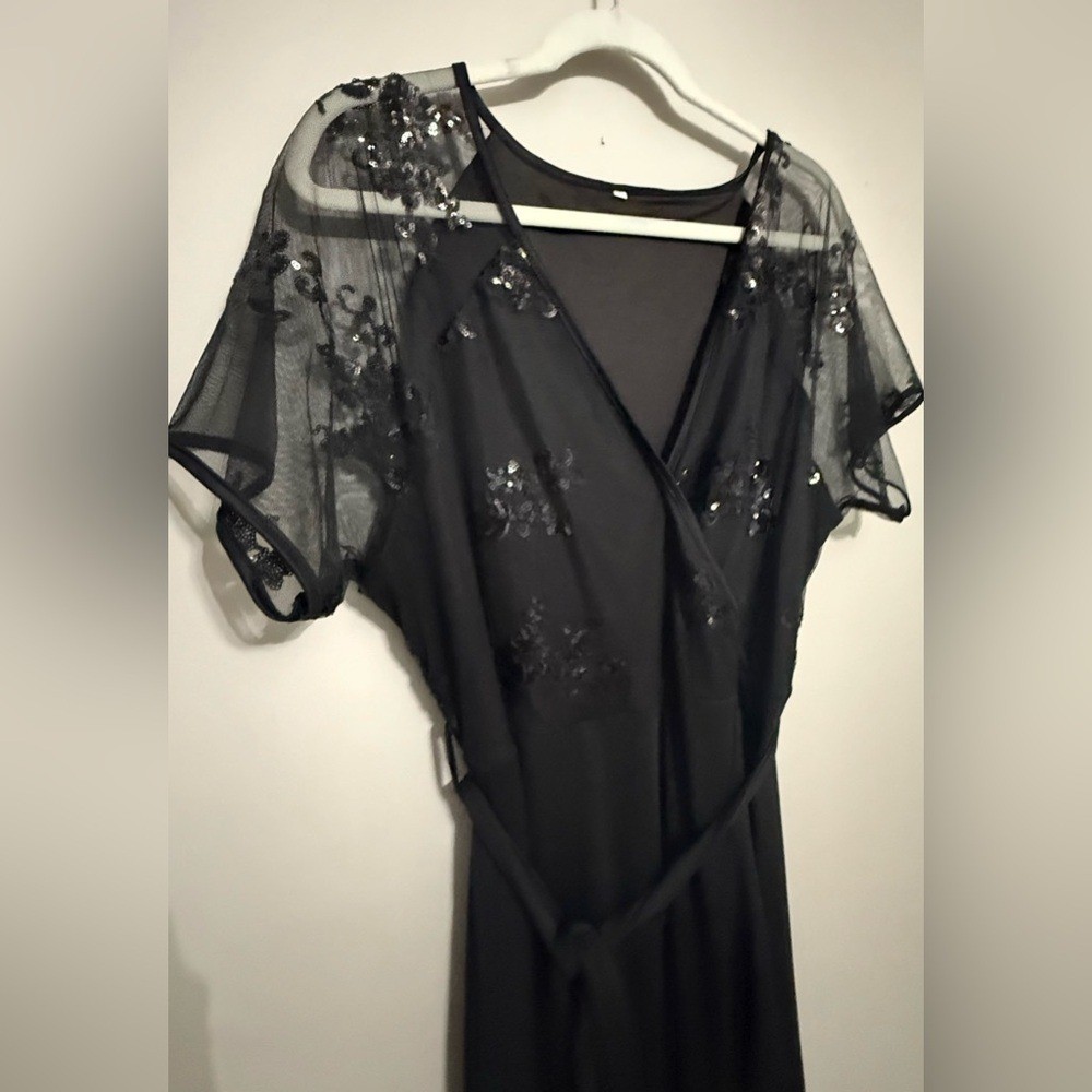 Source Unknown Plus Size 2X Party Sequin Black High Low Dress 283
