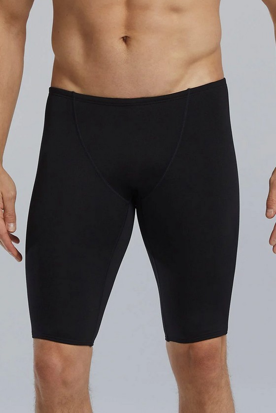TYR Men’s Solid Jammer Swim Bottoms Black/Gray, Size 26 (XS)