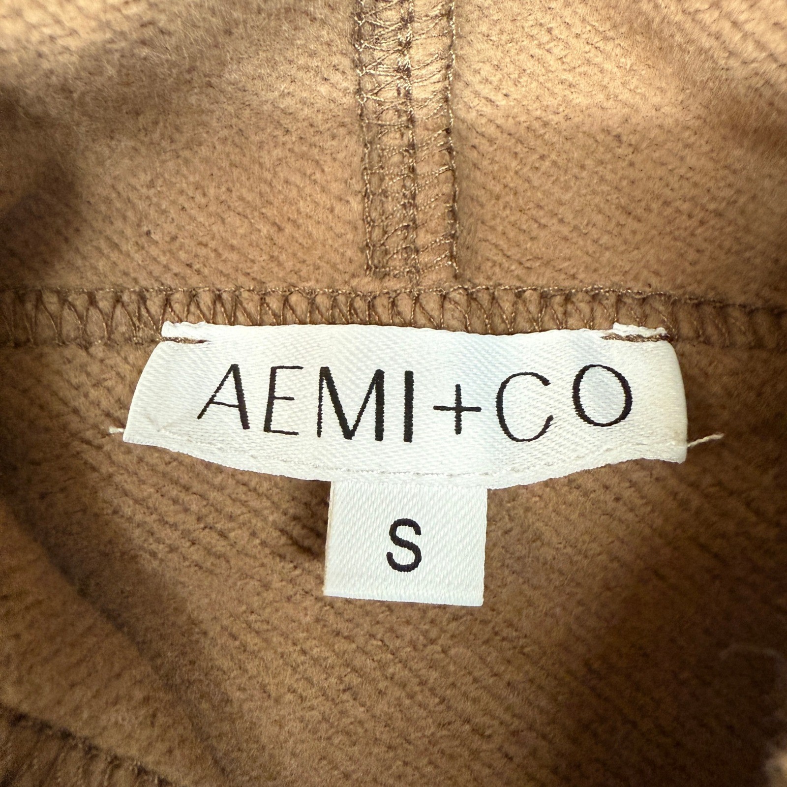 AEMI+CO Hoodie Pullover Small Brown Corduroy Mixed Media Snap Henley Oversized T
