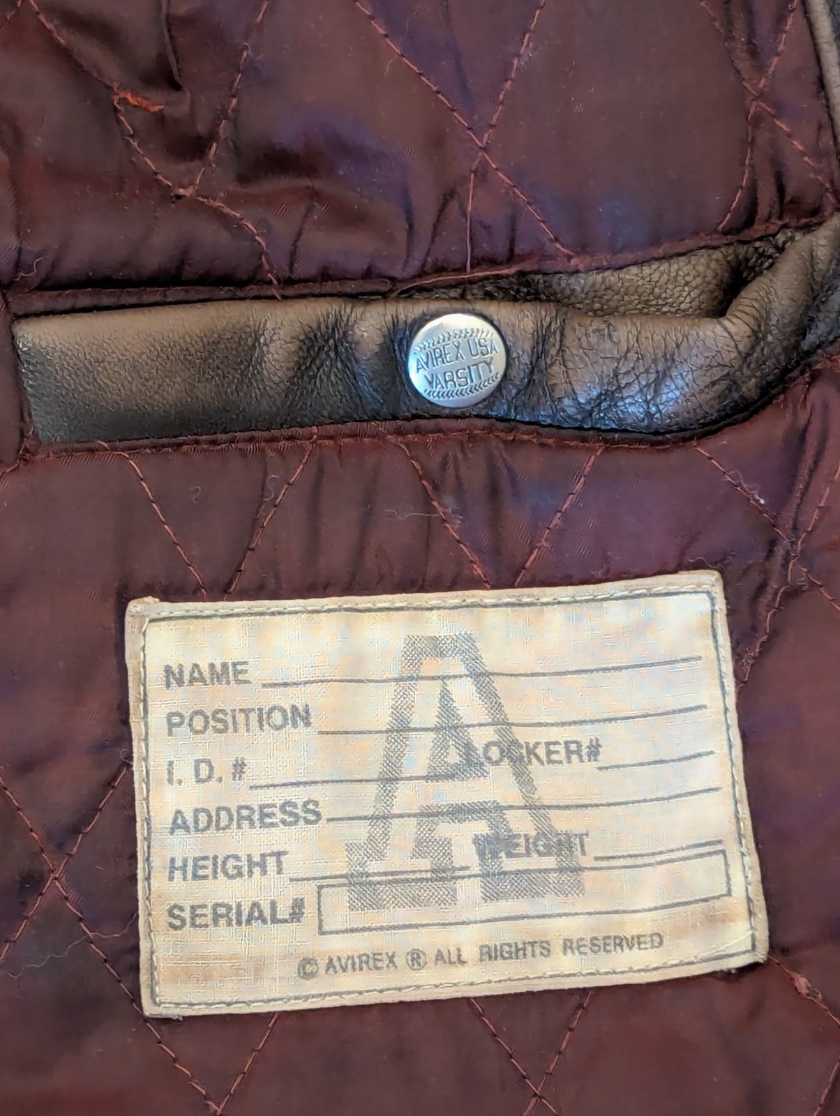90s AVIREX ICON VTG USA ‘ALL AMERICAN’ USA LEATHER JACKET VARSITY – XXL