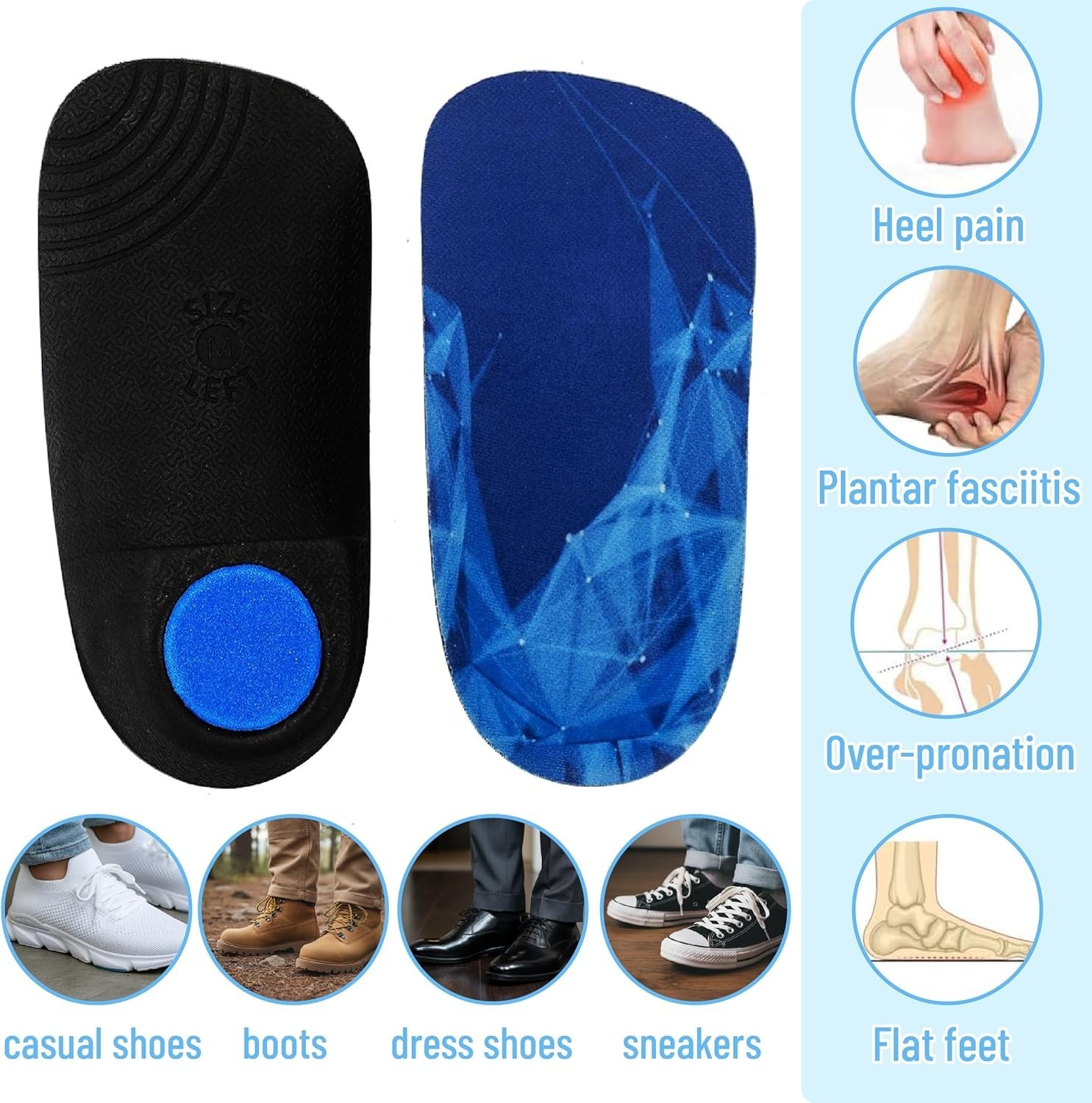 Durable Arch Support Insoles by Dr. JK – Ideal for Heel Pain Relief (Size Small)