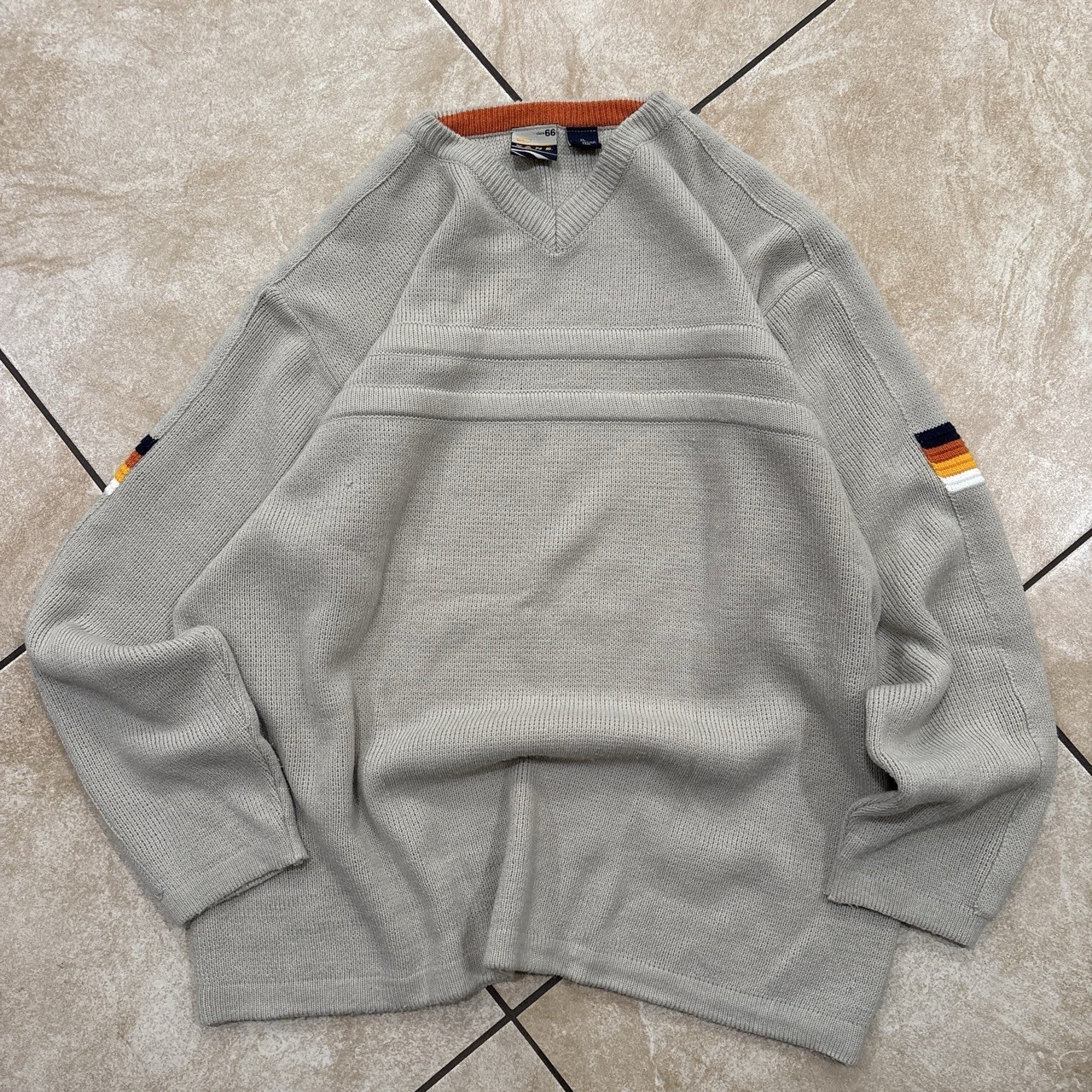 Y2K 2000s Cream Vans Striped Sweater Size XL