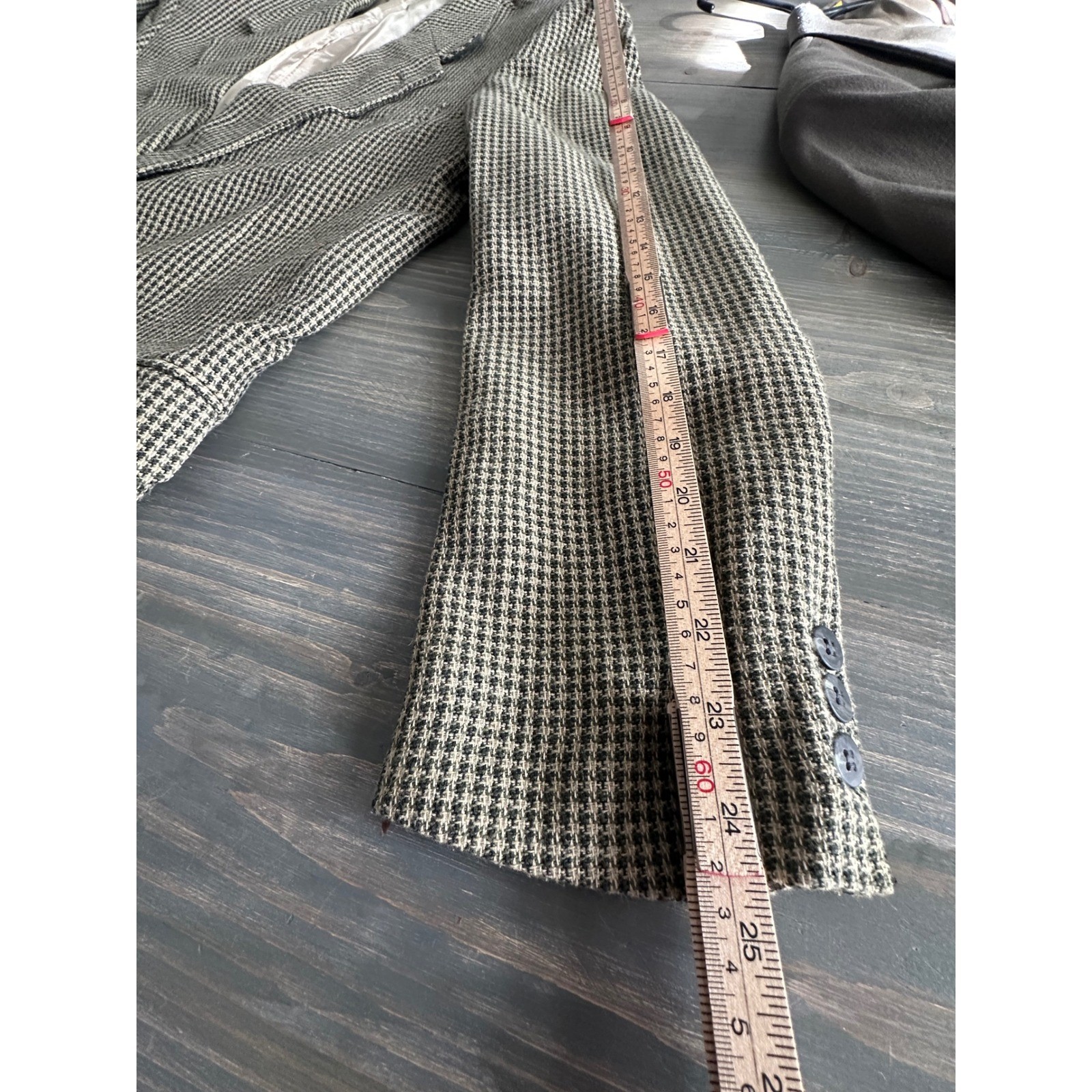 Vintage Cellini Uomo Green Tan Houndstooth Blazer Tailored Coat Men’s Size 46L