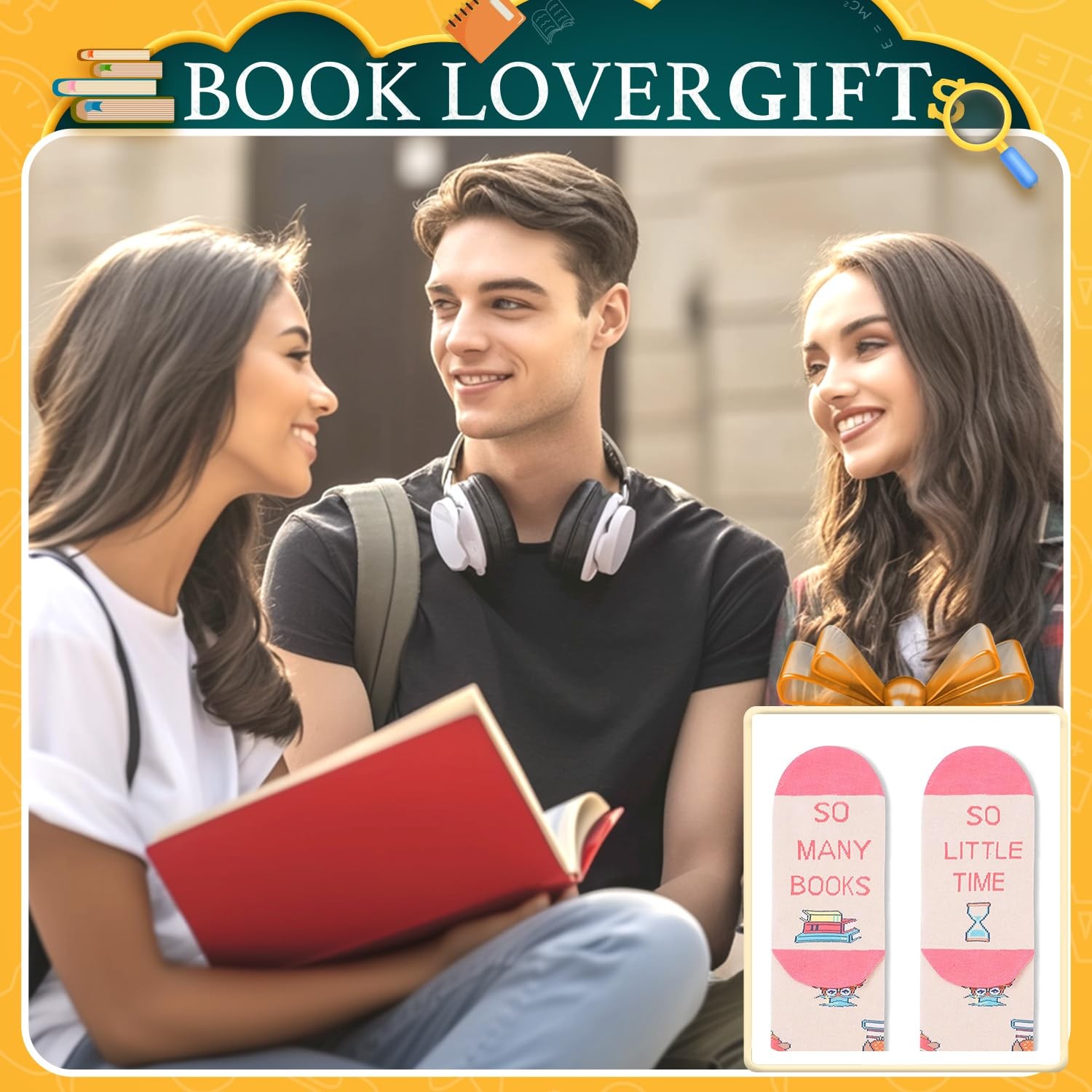 Book Lover Socks for Students Reading Themed Gift for Graduation Men Women