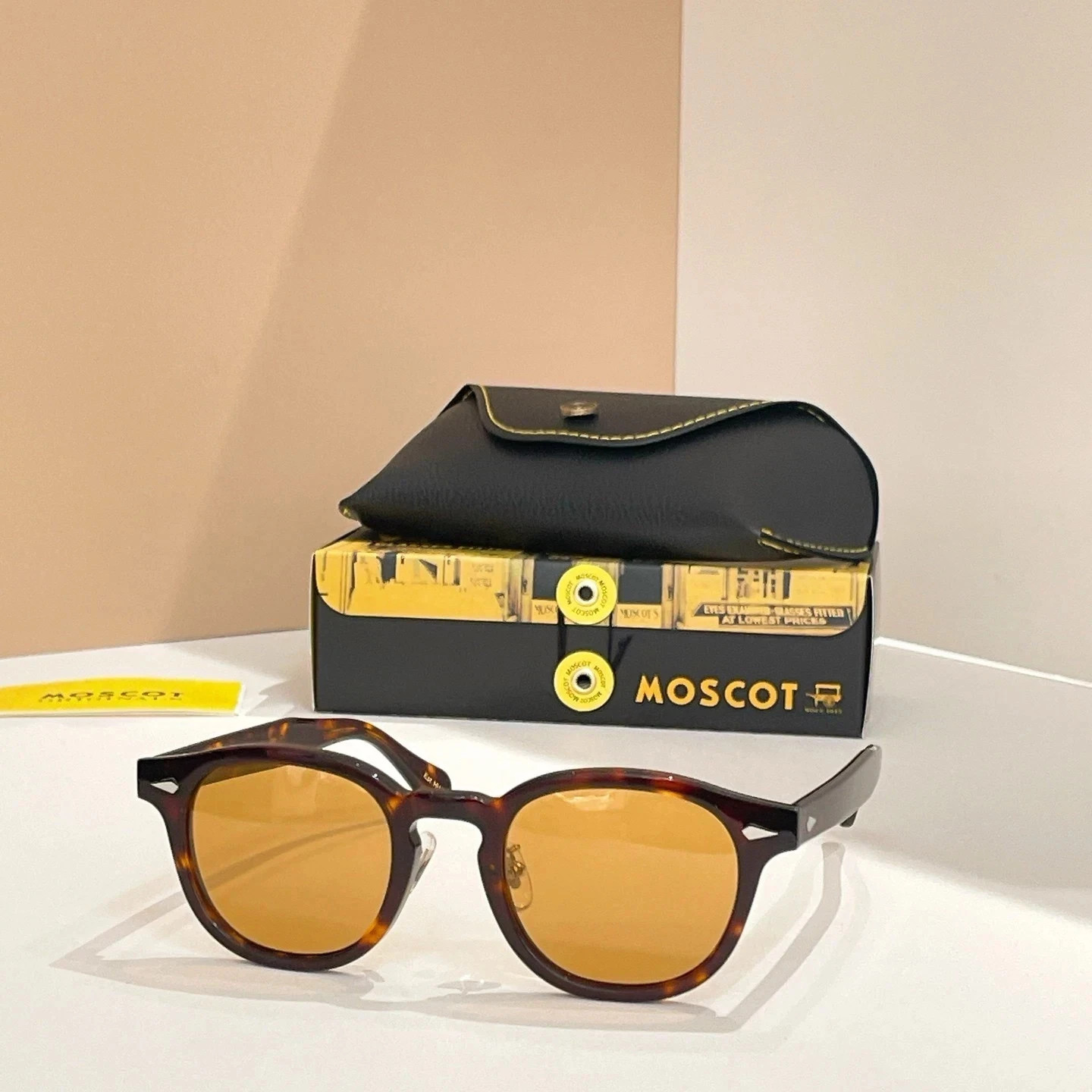 Moscot Lemtosh Tortoise Frame Amber Lens Sunglasses Handmade Unisex