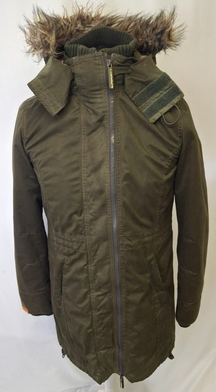 Superdry Microfibre Windcheater Parka Jacket Casual Designer Khaki Large A321