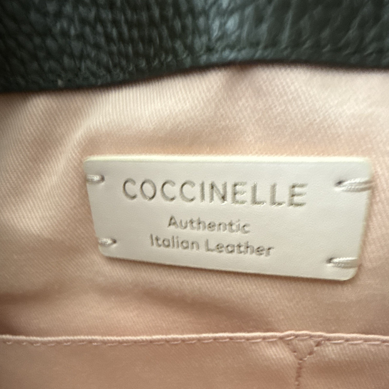 COCCINELLE Large Brown Croc Embossed Tote Pink Lining Gold Hardware Dust Bag