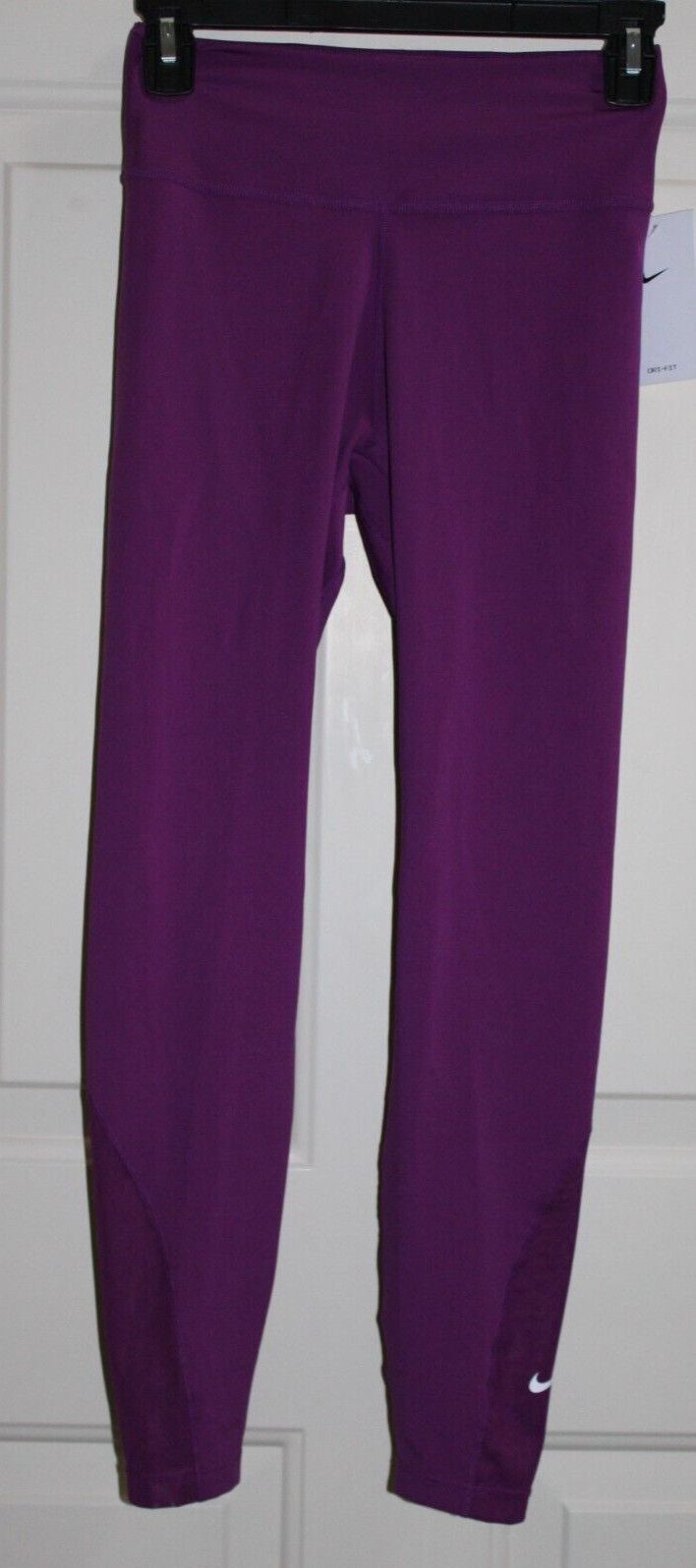 NWT Nike Dri-FIT Mid-Rise 7/8 Mesh Panel Women’s XS Tight Fit Leggings Violet
