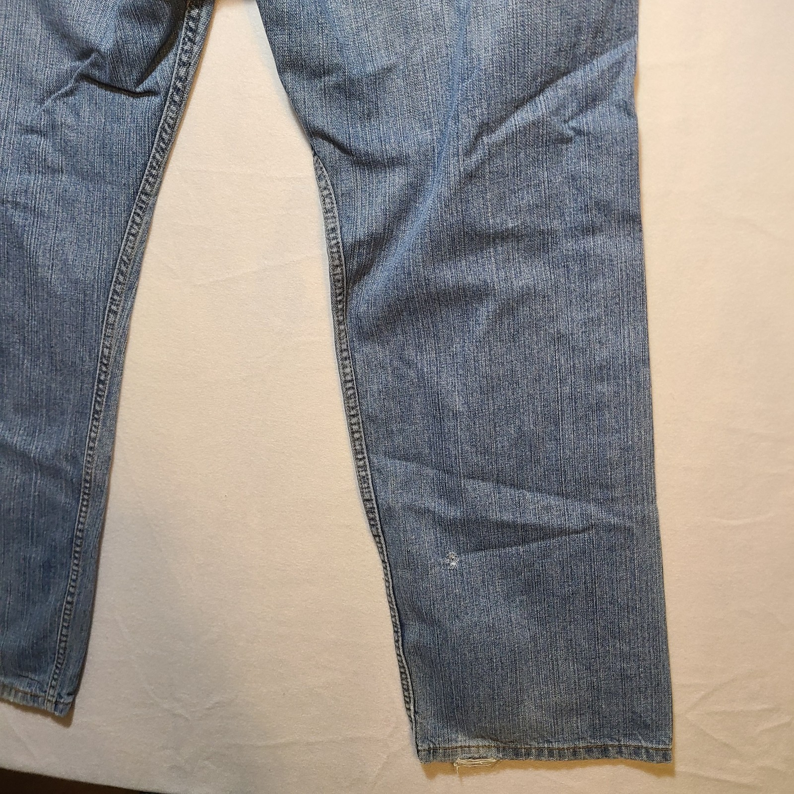 Levi’s 569 Loose Straight Jeans Mens 38×32 Light Wash Blue Denim Pants Y2K Zip