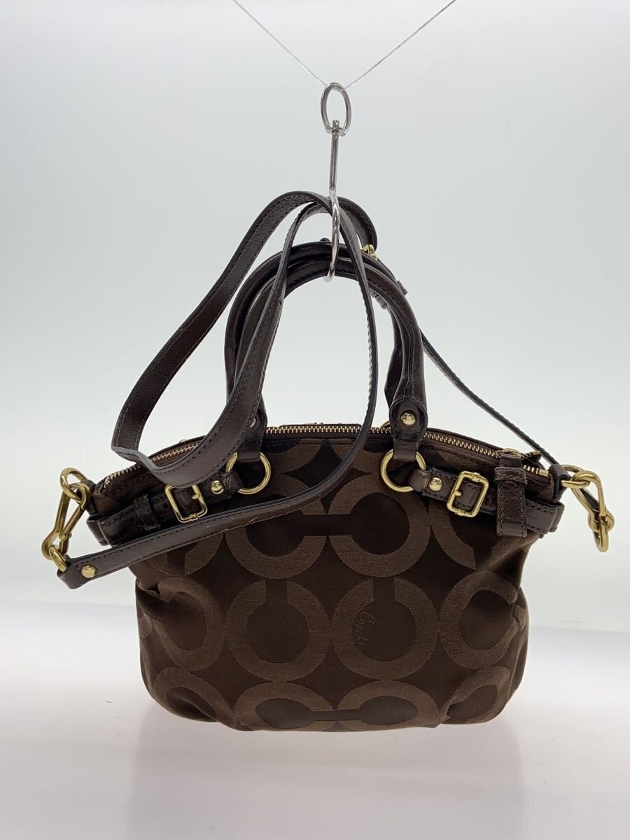 COACH Handbag Madison Op Art Dark Brown Leather Canvas BRW Patterned