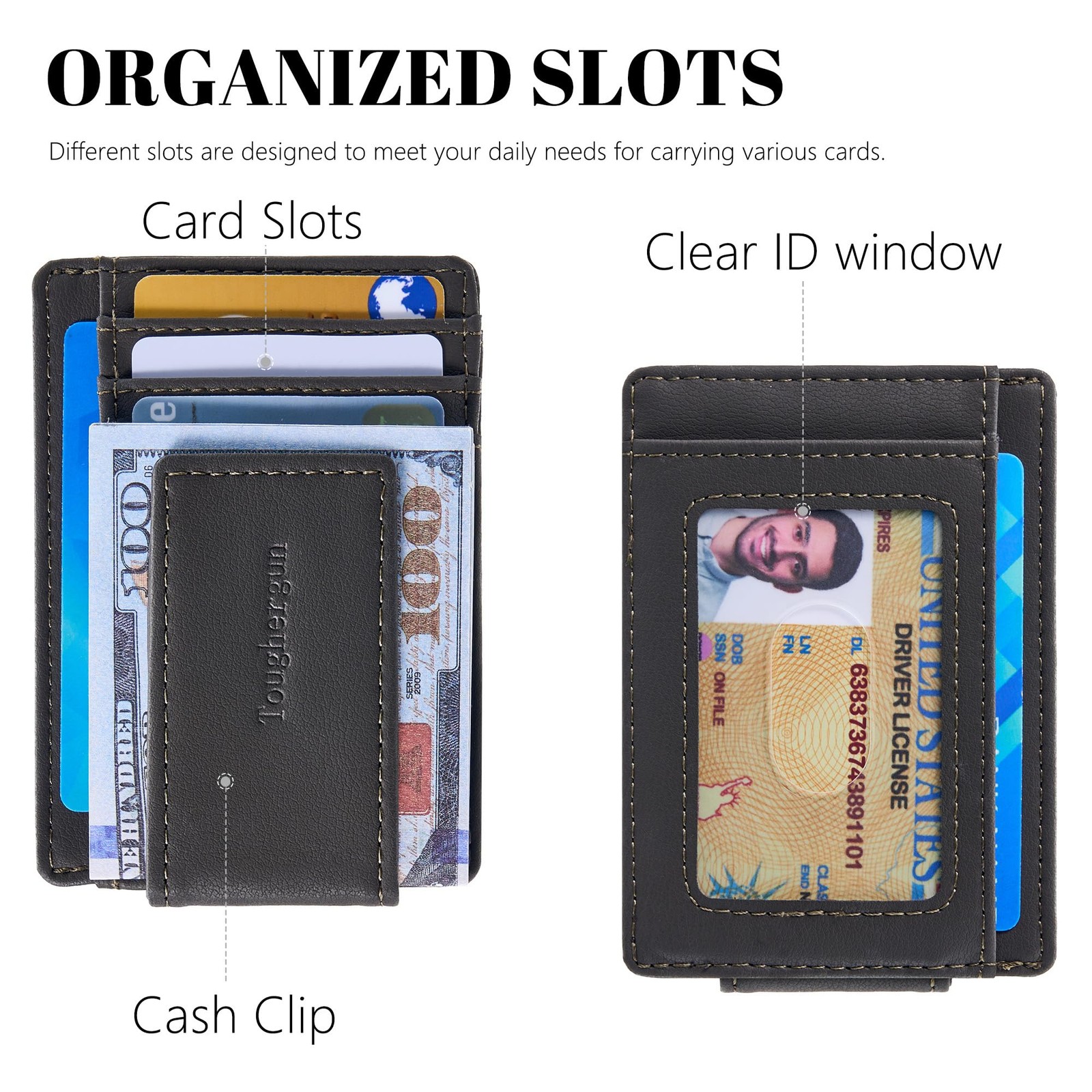 Slim RFID Wallet Mens Money Clip Minimalist Credit Card Holder