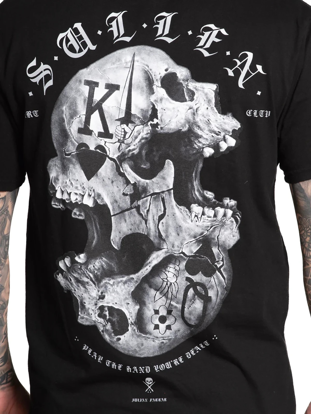 Sullen Men’s Monarchy Short Sleeve Premium T-shirt Skull Cards Tattoo Style Tee