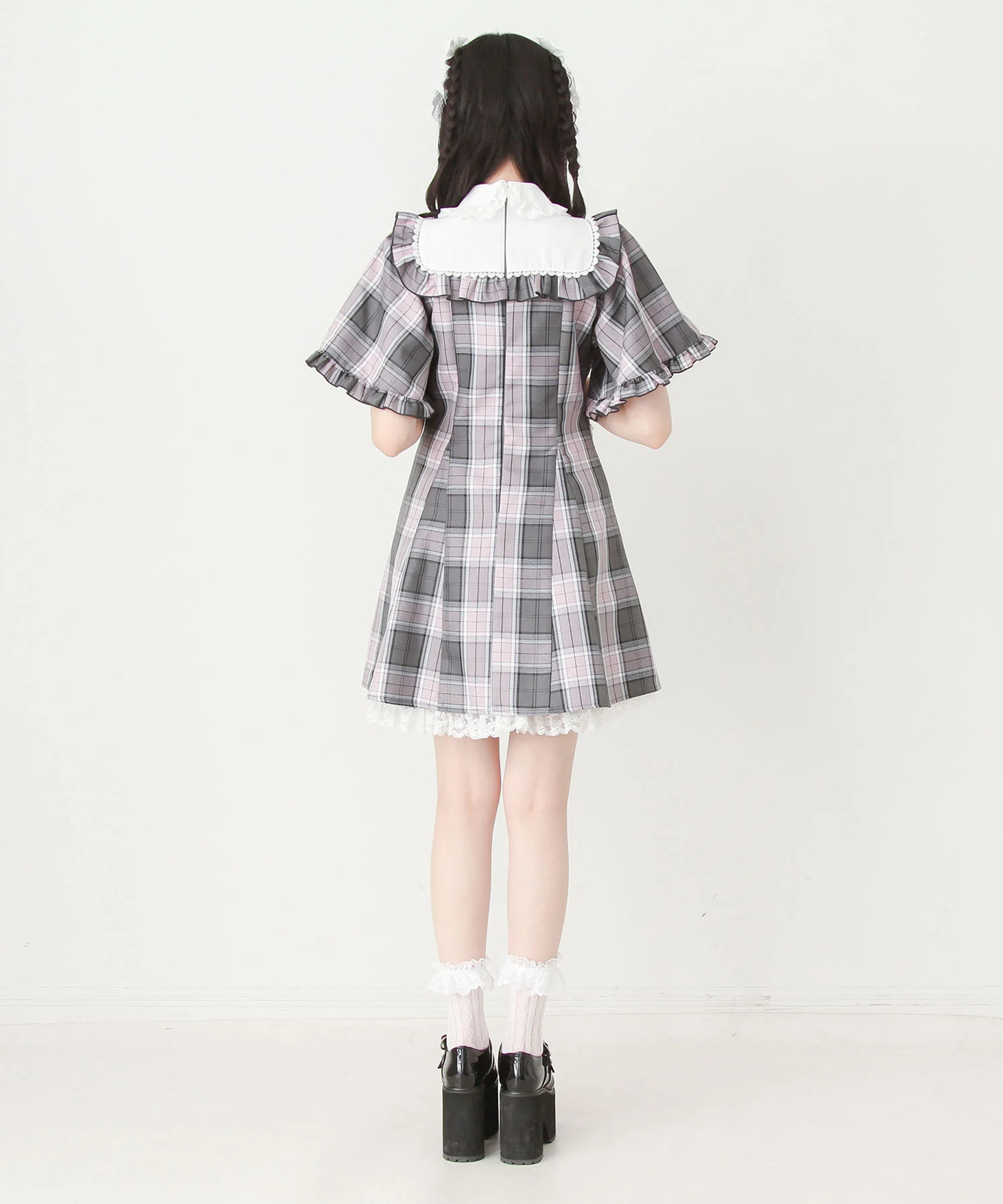 Cape style puff sleeve yoke dress Jirai New