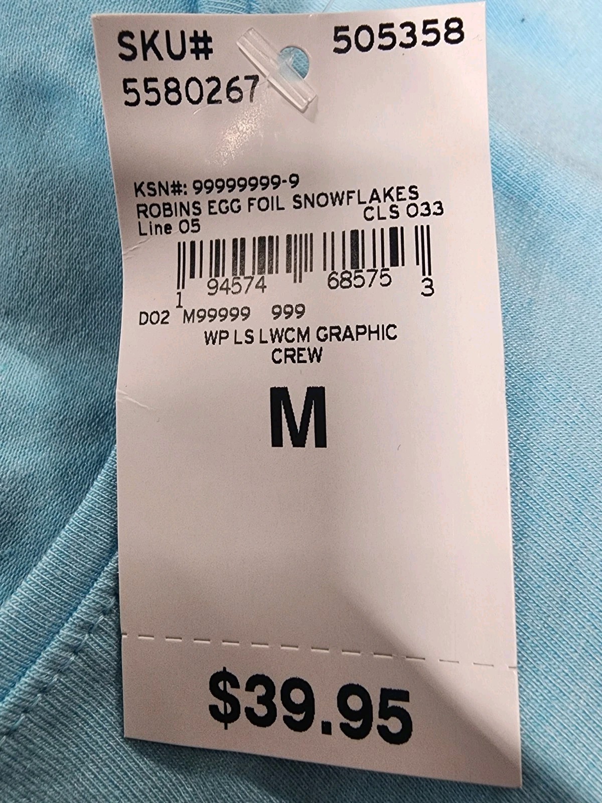 Lands End Womens Long Sleeve Top, Blue W/ Snowflakes, S, M, L, NWT, Ships Free
