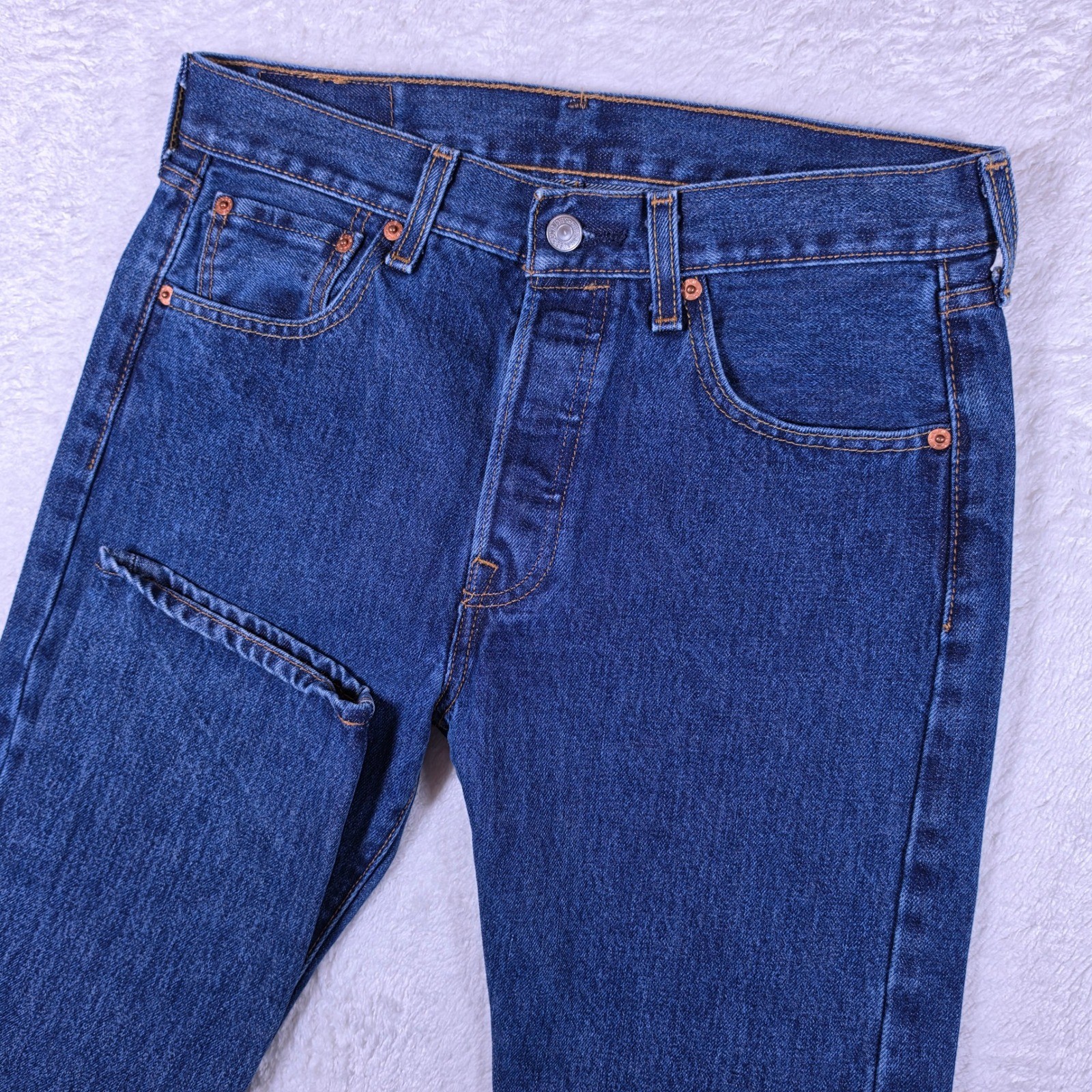 Levi’s Mens 29/30 Jeans Blue 501 Original Fit Straight Leg Button Fly Denim