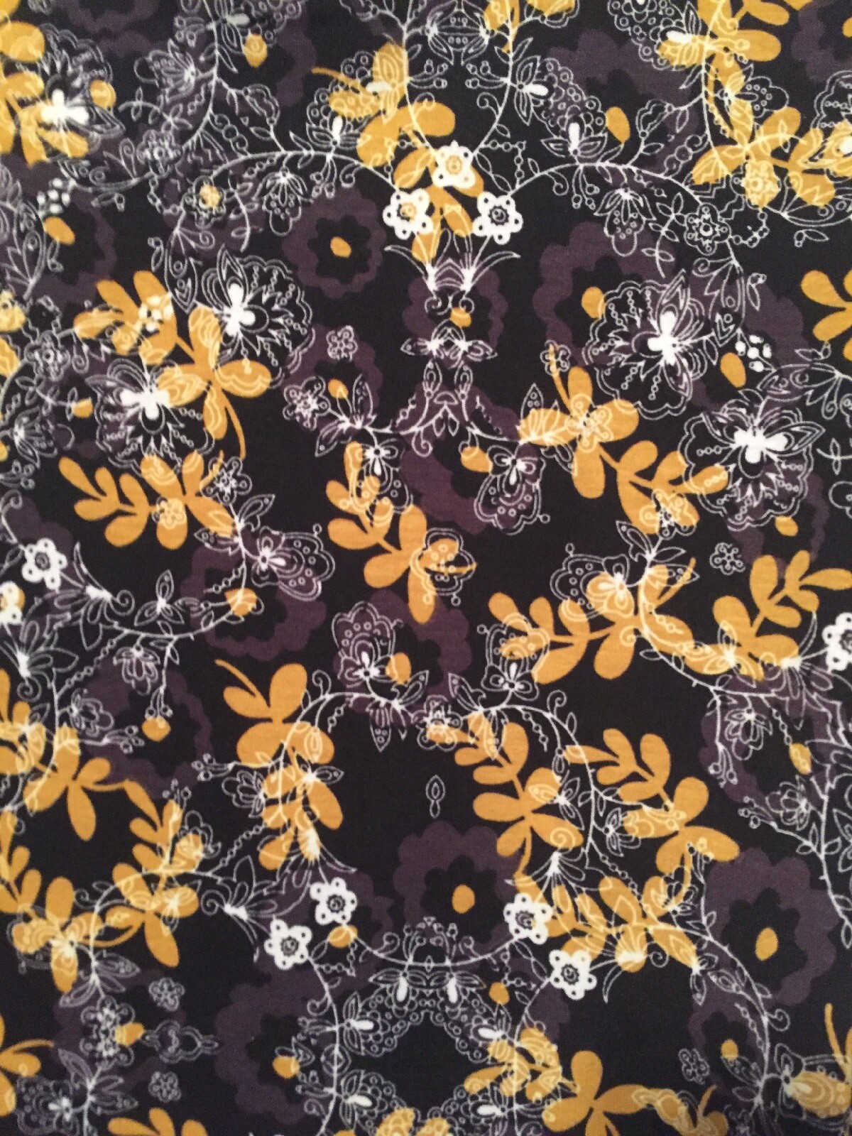 LulaRoe Black Brown Yellow White Floral Leaves Irma Size Xxs (NWOT)
