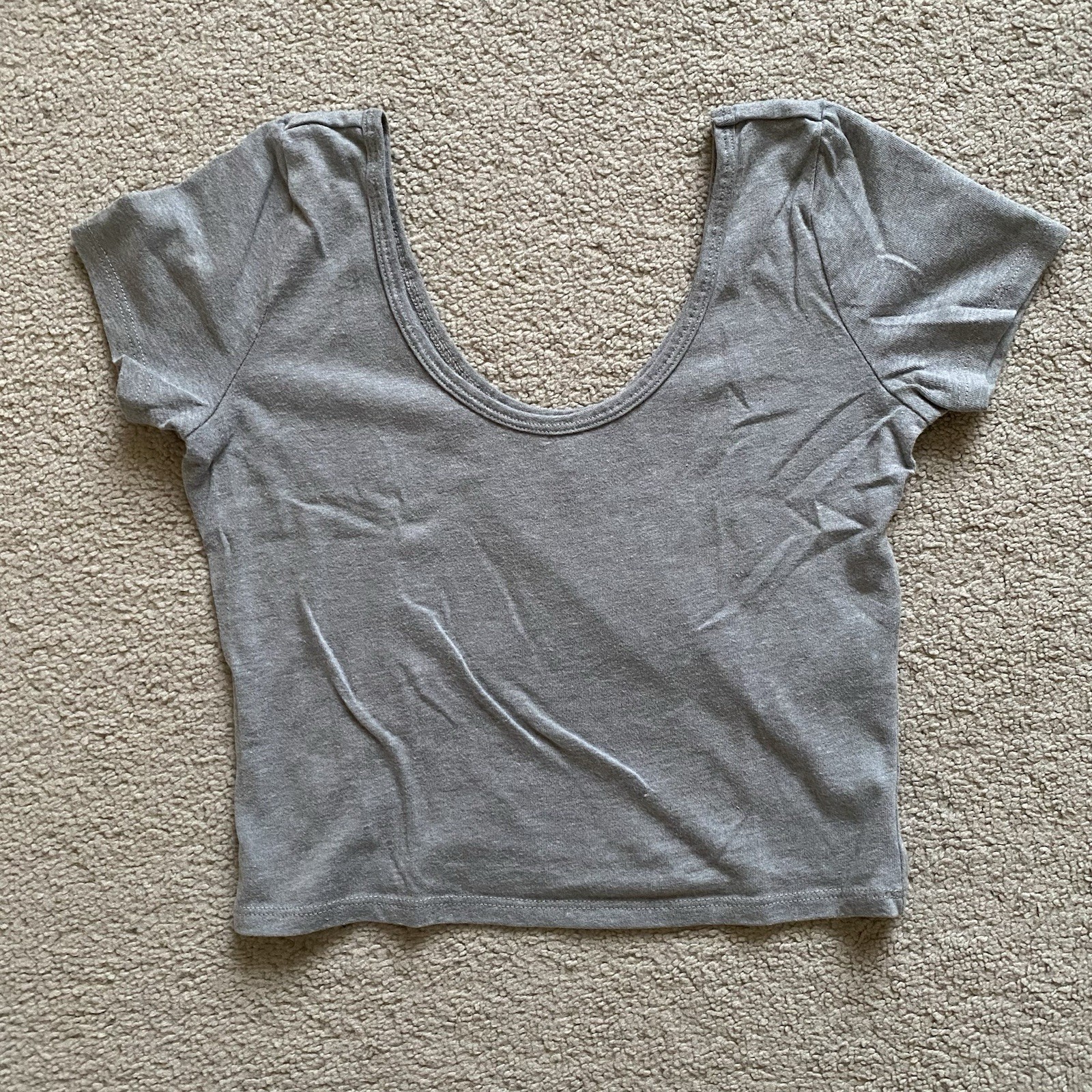 Heather Gray Abercrombie & Fitch Deep U-Neck Baby Tee