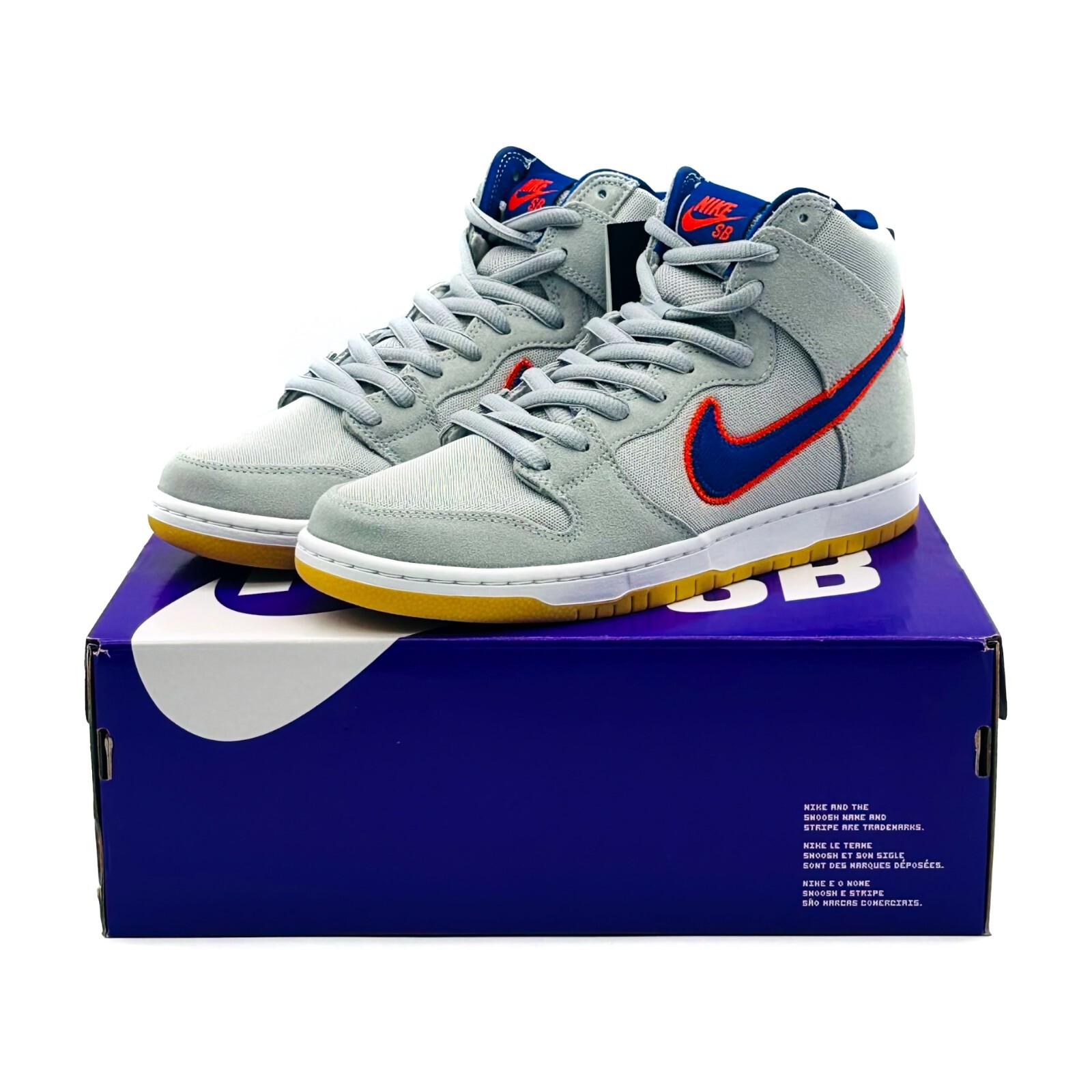 DH7155-001 Nike Dunk High SB New York Mets Rush Blue Team Orange Cloud Gray Gum