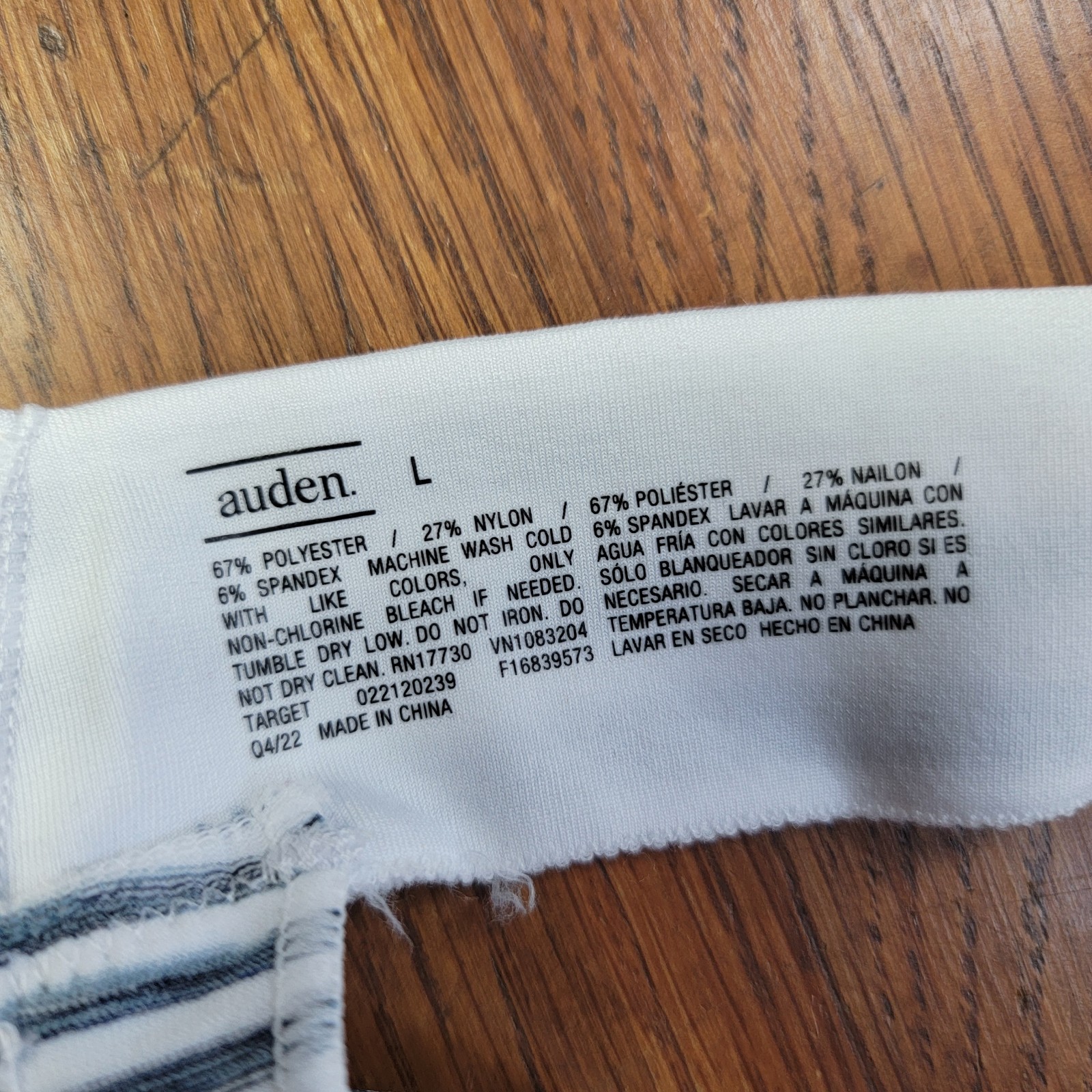 (4) Auden Womens Large (12-14) Thong Underwear Polyester Blend Striped