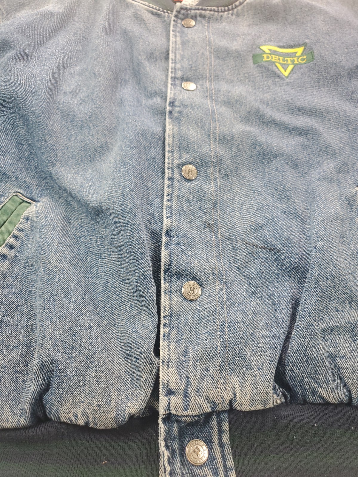 Vintage Hartwell Denim Varsity Bomber Jacket Deltic Logo Size XL
