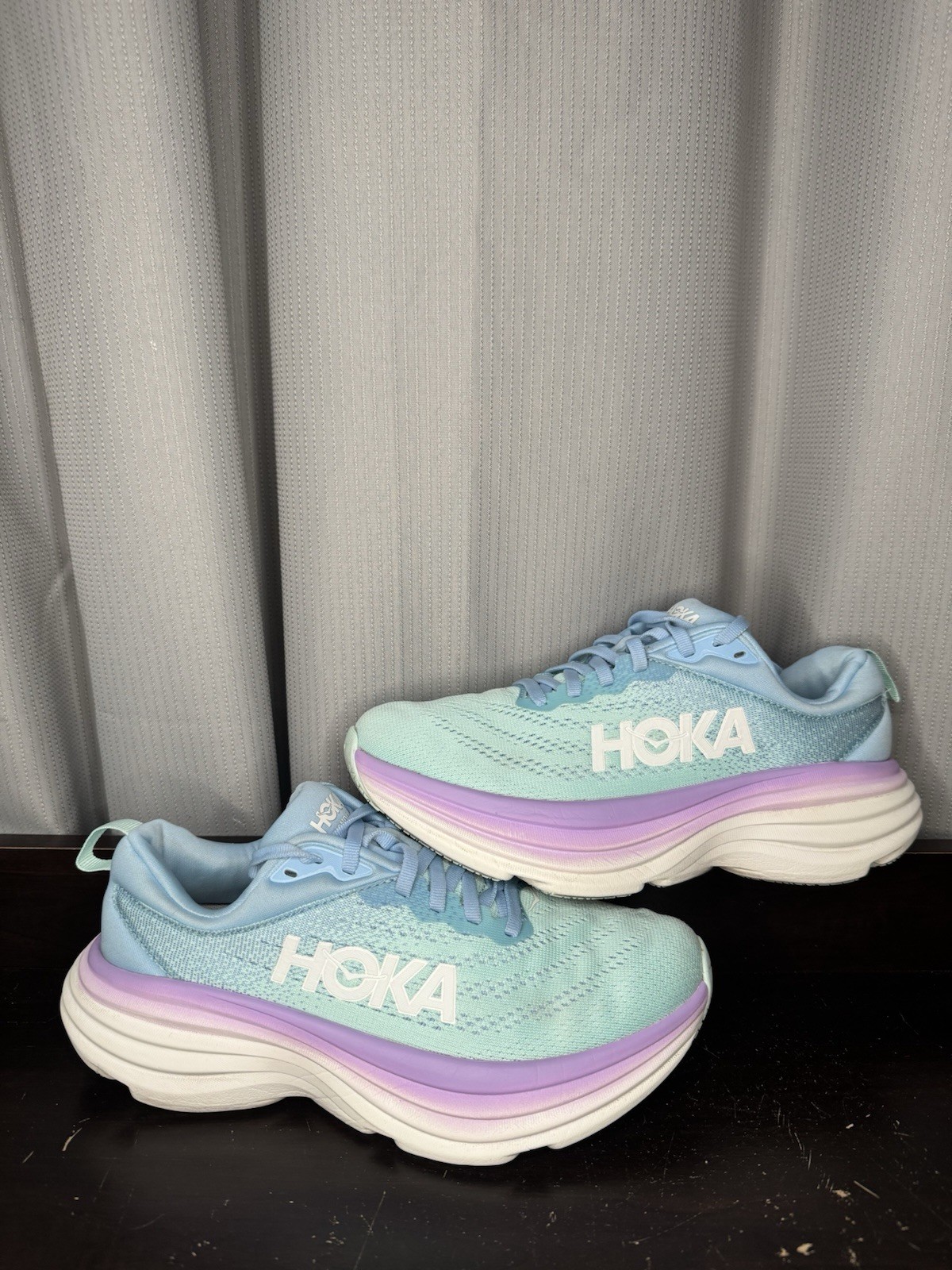 Hoka One One Bondi 8 Women Size 6D Wide Blue Ocean Running Shoes Clean ABSO