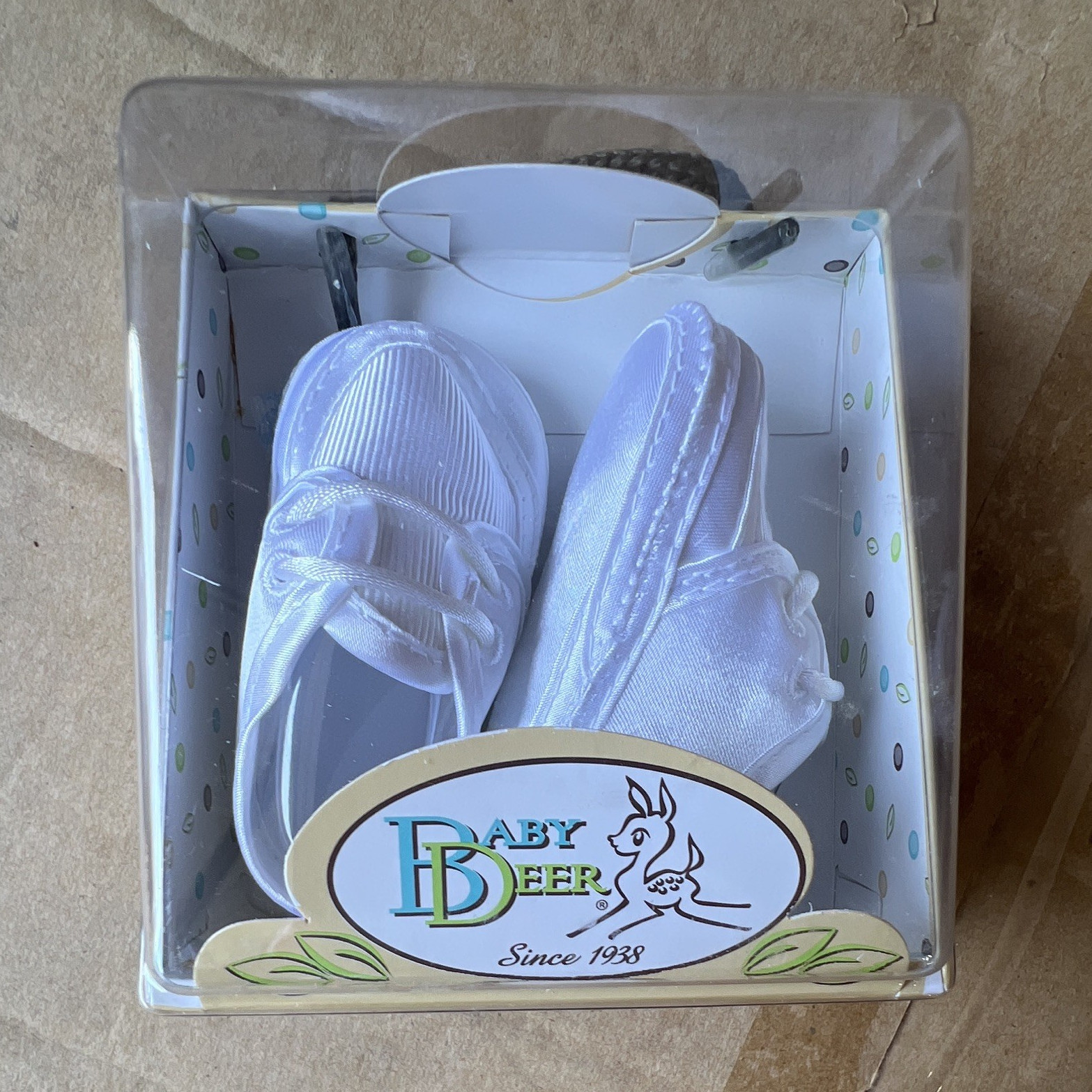 Baby Deer White Satin Lace Up Dress Booties Newborn Classic Lace Christening