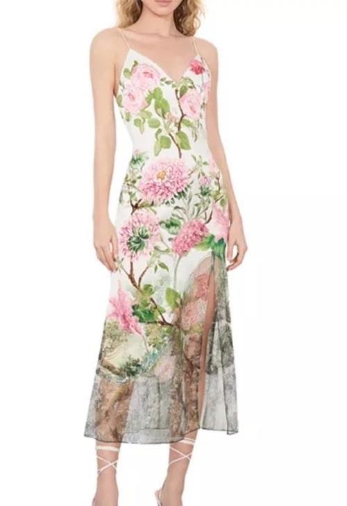 Alice & Olivia Floral Julietta Cutaway Lace MIDI Dress NWT MSRP $495 Sz 6
