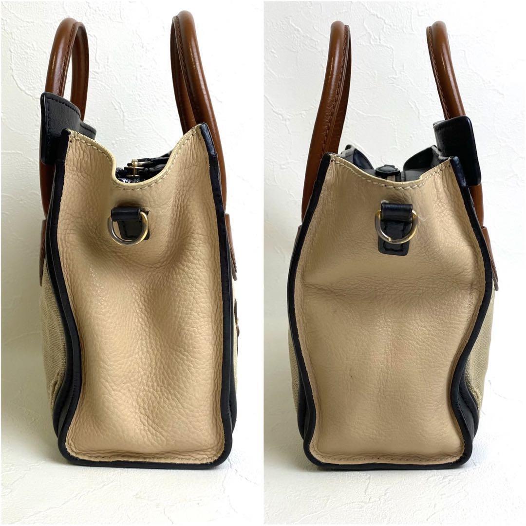 CELINE Mini Luggage Nano Hand Tote Bag Leather Black Brown Used From Japan rare