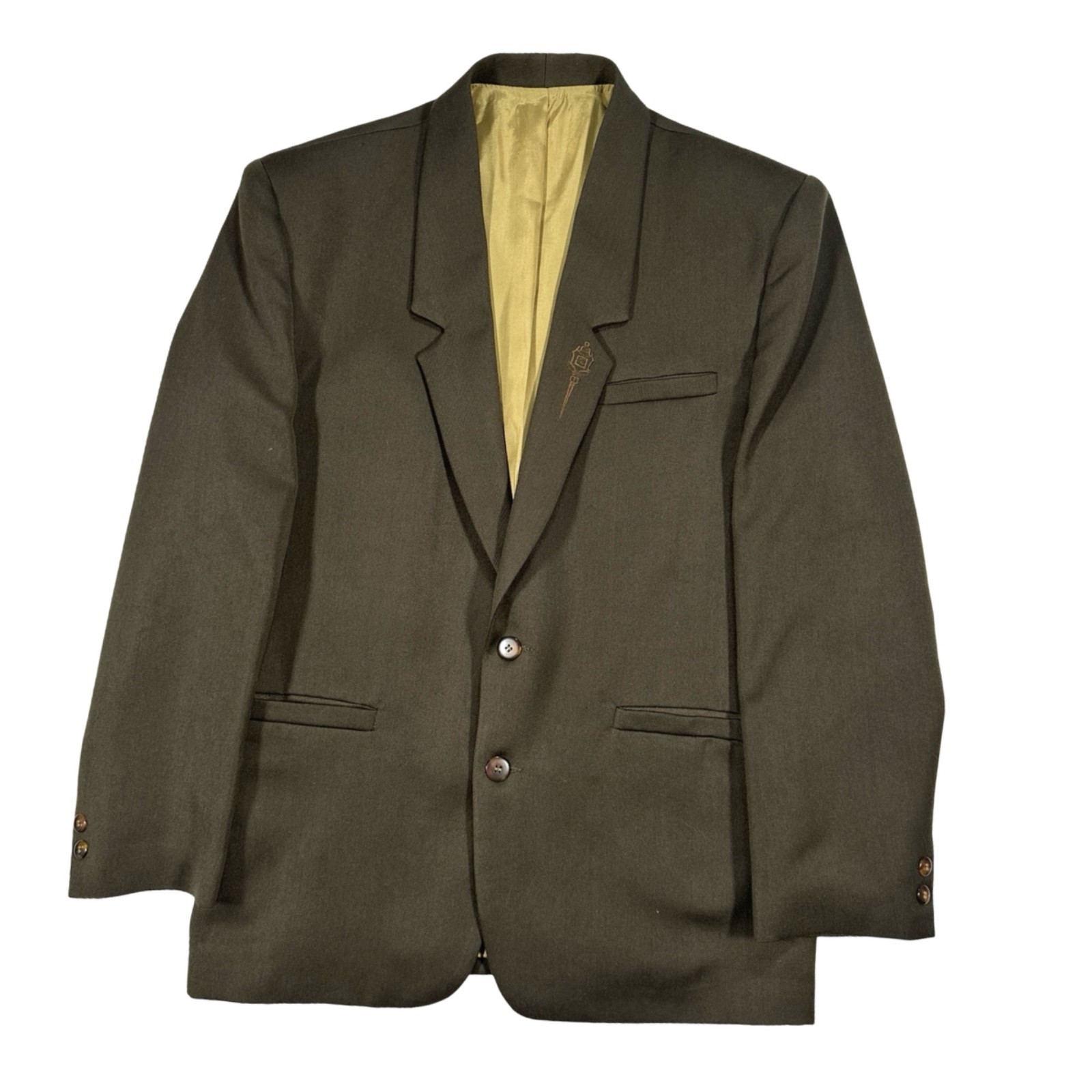 Mister Italian Tailoring Blazer Olive Green Minimal Elegant Men M IT 48 Vintage