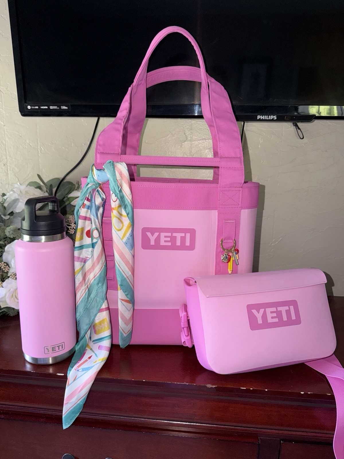 YETI power pink collection, Camino, dry bag, and cups