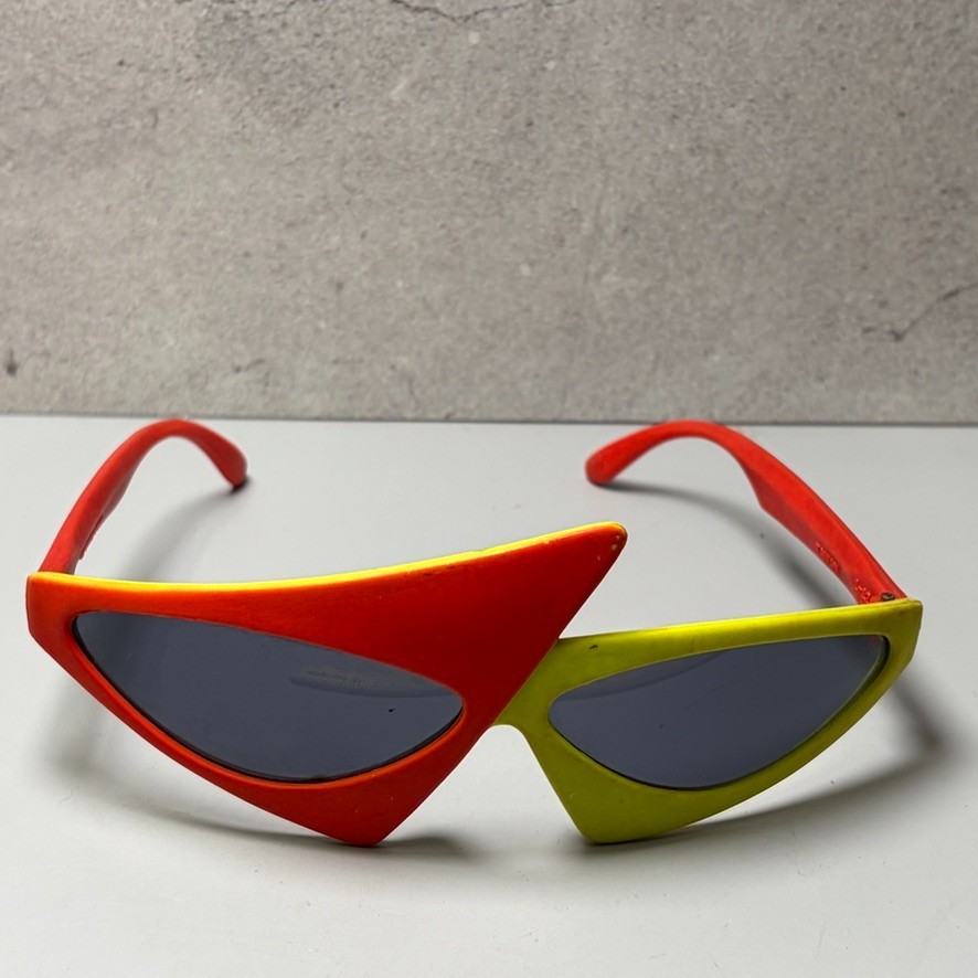 1980s New Wave Futuristic Sunglasses 1989 Orange Yellow Red Funky Punk