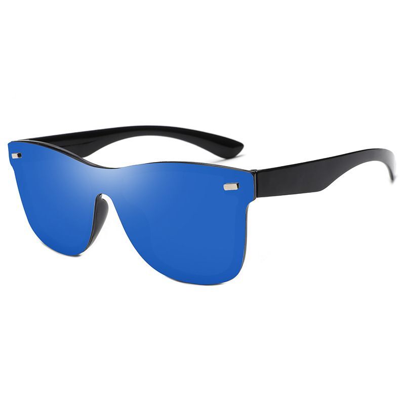 Rimless Square Sunglasses -Polycarbonate UV400 Mirror Lens Retro Plastic Eyewear
