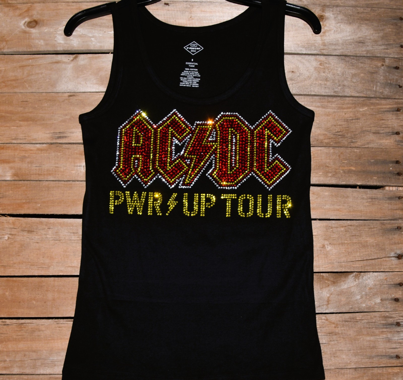 AC/DC rhinestone bling shirt or tank XS S M L XL XXL 1X 2X 3X 4X 5X Power Up