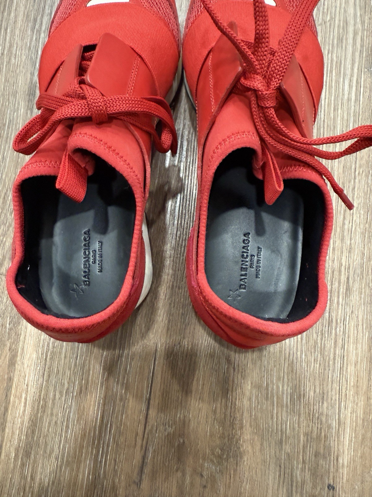 Balenciaga Red Mesh And Leather Race Runner Low Top Sneakers Size 39