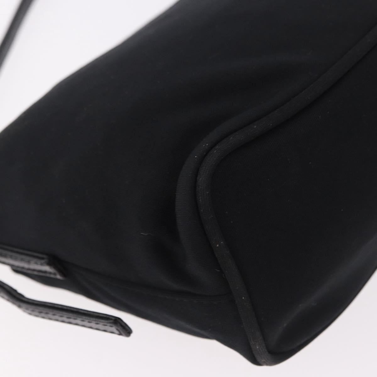 FENDI Shoulder Bag Cotton Jersey Black Silver Auth 186864