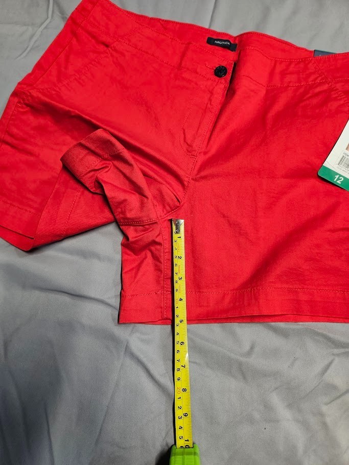 Nautica Cotton Stretch Twill Shorts Red size 12 New with Tags