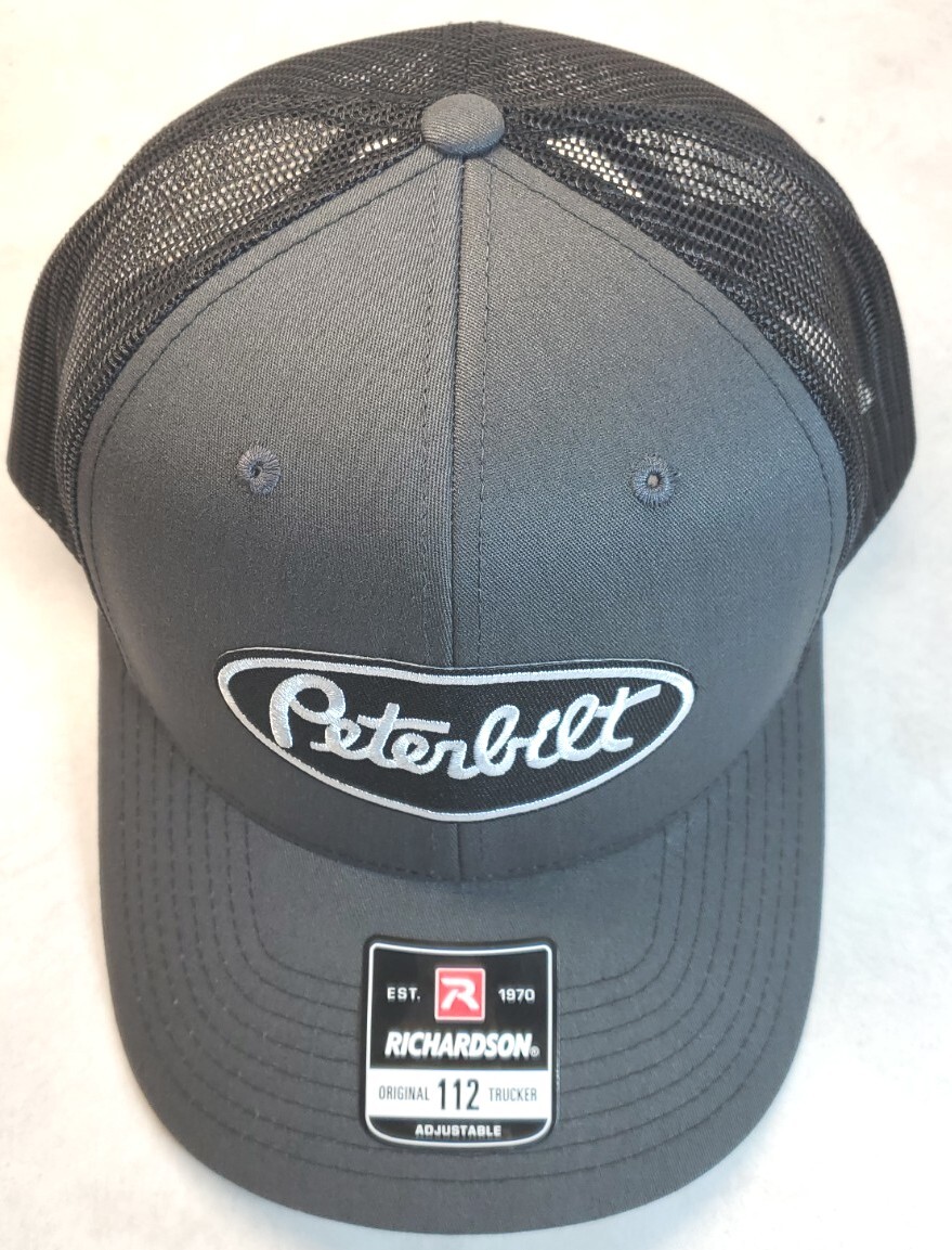 Peterbilt Black Patch on Richardson 112 Trucker Hat Snapback Charcoal/Black