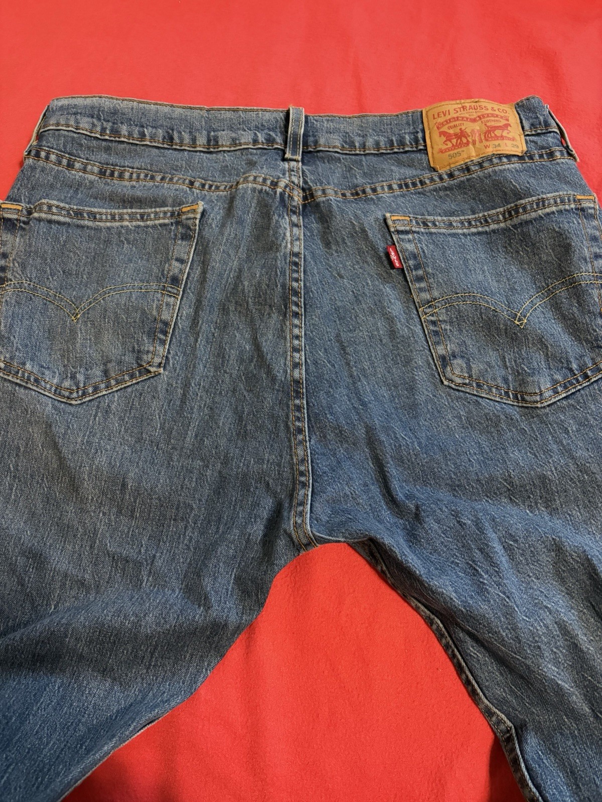 Levi’s Men’s Blue Denim Jeans Regular Fit Mid Rise Straight Medium Wash Pockets