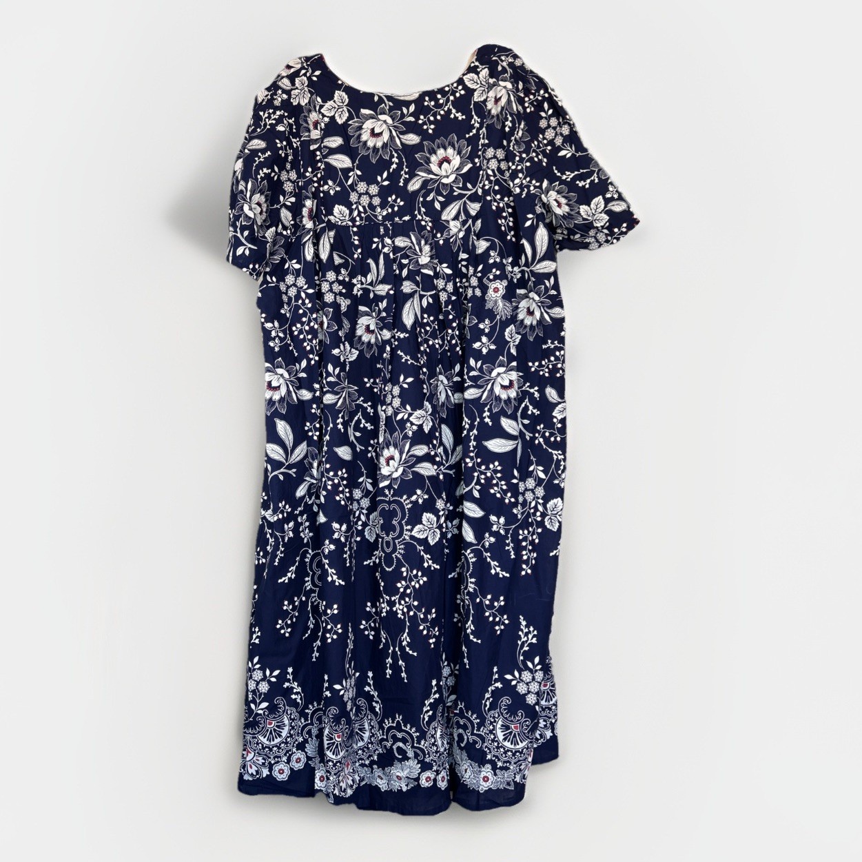 Only Necessities Sz 5x 38/40 Kaftan Gown House Dress Women’s Blue Floral Casual