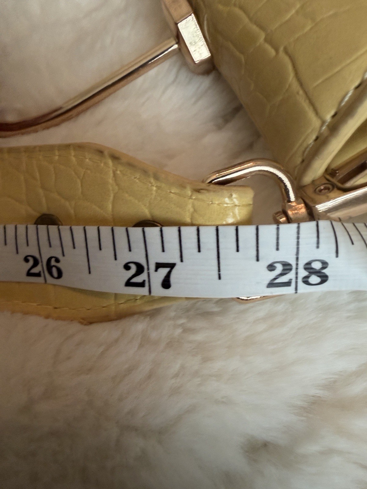 Women’s Yellow Crocodile Embossed Small Satchel Top Handle Turn Lock, Strap