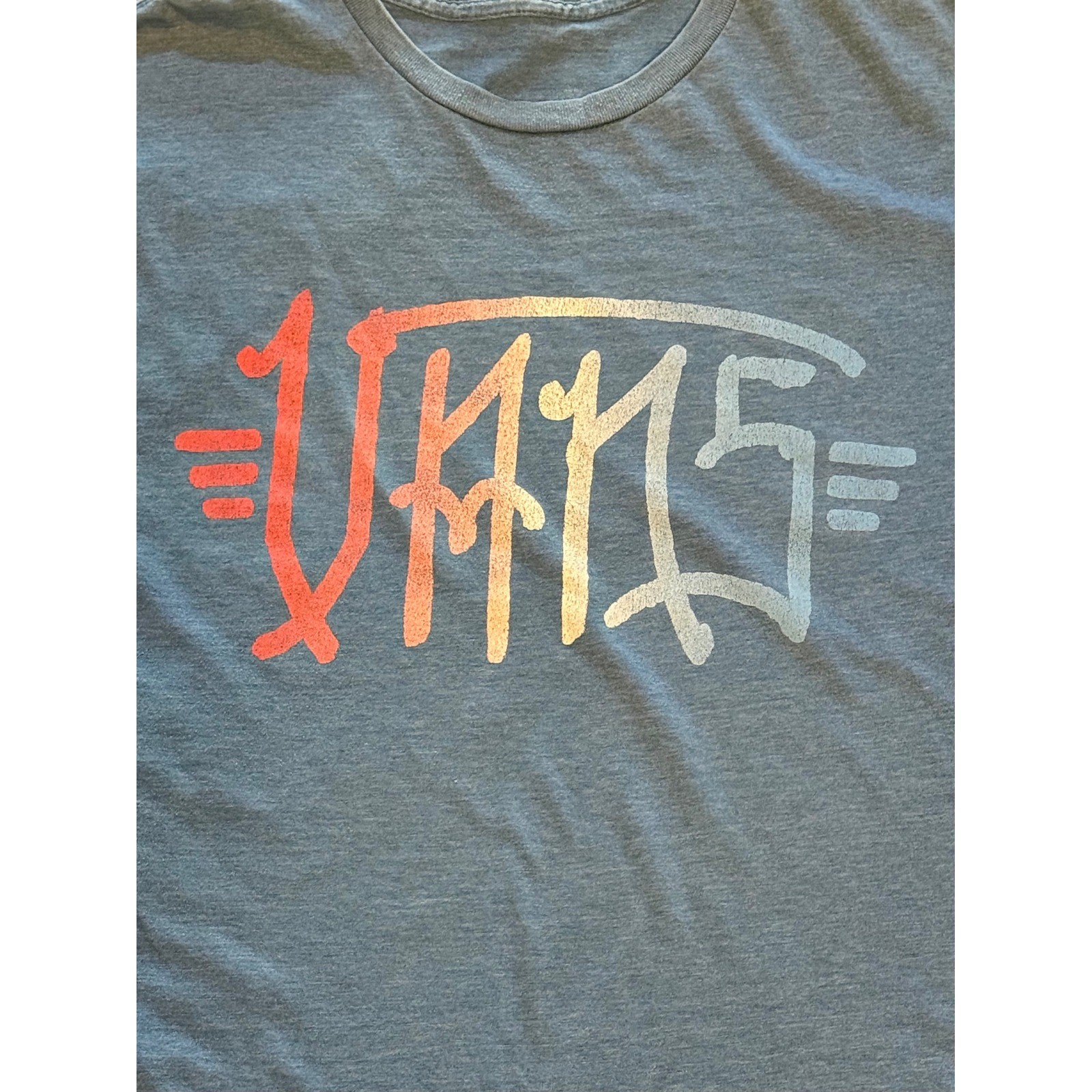 Vans Mens Blue Heathered Graffiti Logo Graphic T-Shirt Skate Streetwear XL