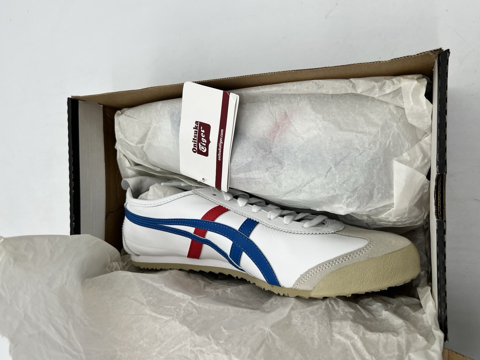 Onitsuka Tiger Mexico 66 DL408 Men Sz 11 White Red Blue Leather Fashion Sneakers